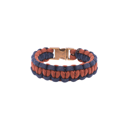 Paracord Bracelet - Cobra Style - Brown/ Navy Blue