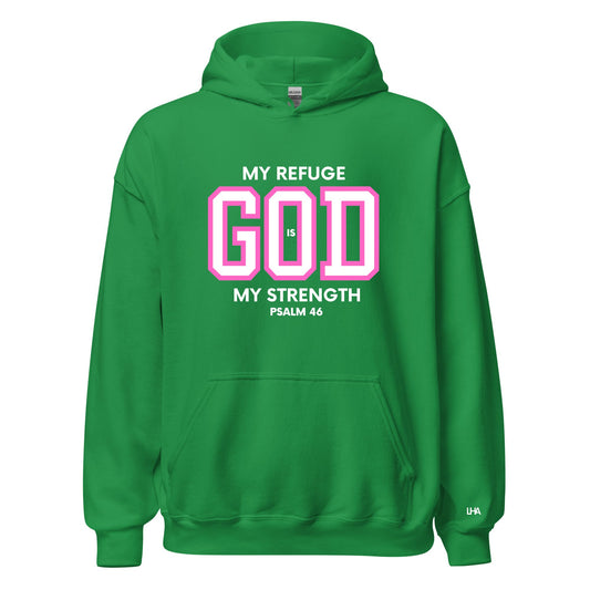 Hoodie - God is My Refuge - Pinks