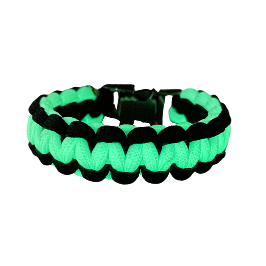 Paracord Bracelet - Cobra Style - GLOW in the DARK/ Black