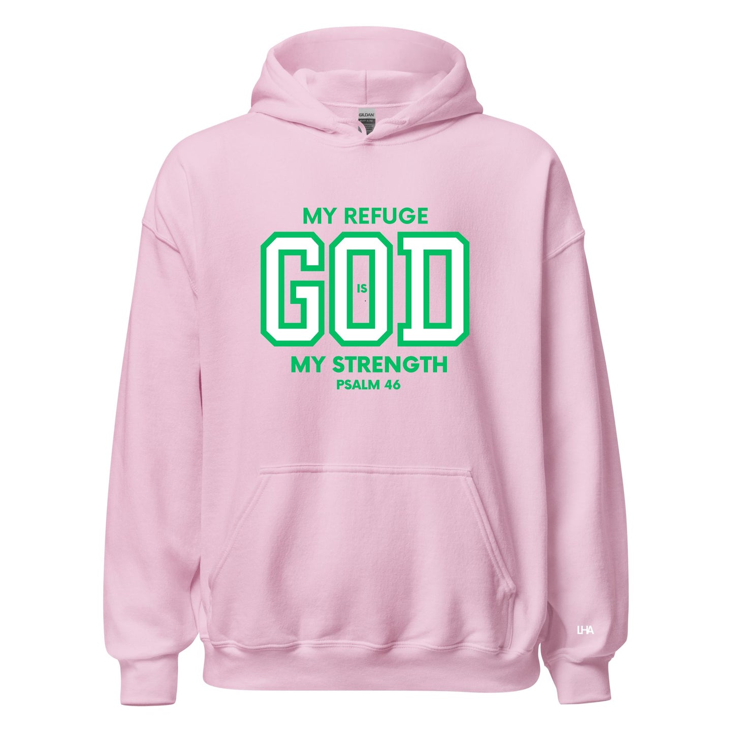 Hoodie - God is My Refuge - Pinks