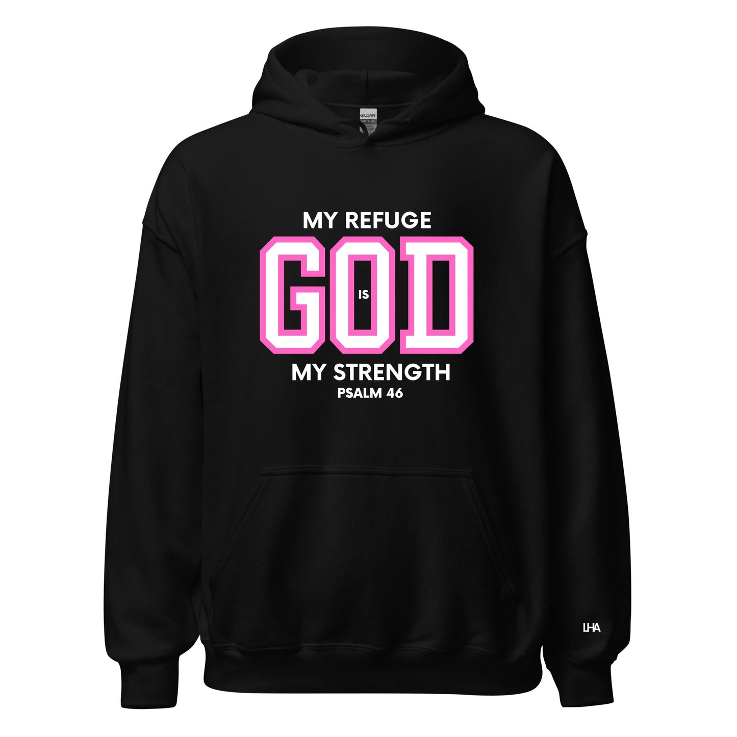 Hoodie - God is My Refuge - Pinks