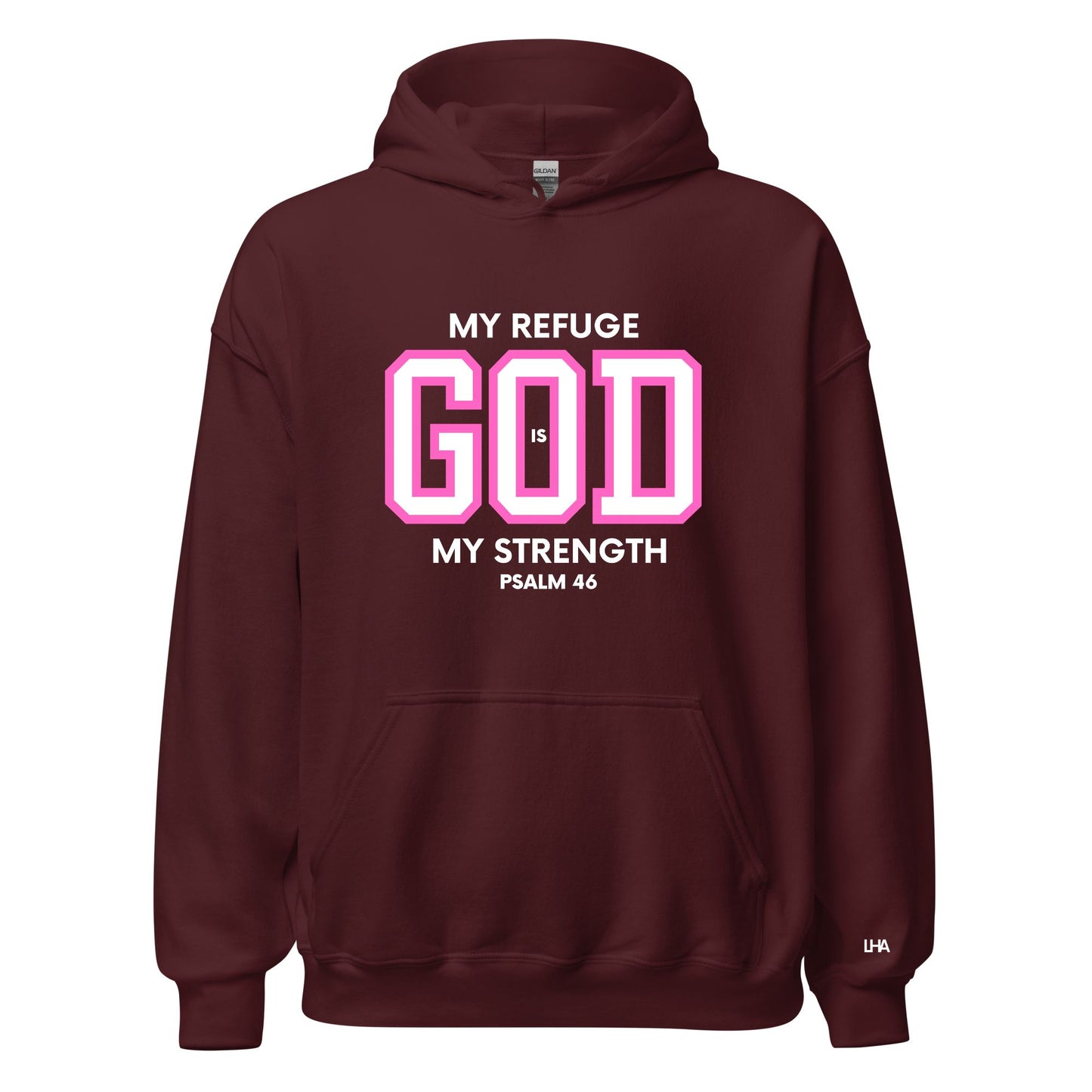 Hoodie - God is My Refuge - Pinks