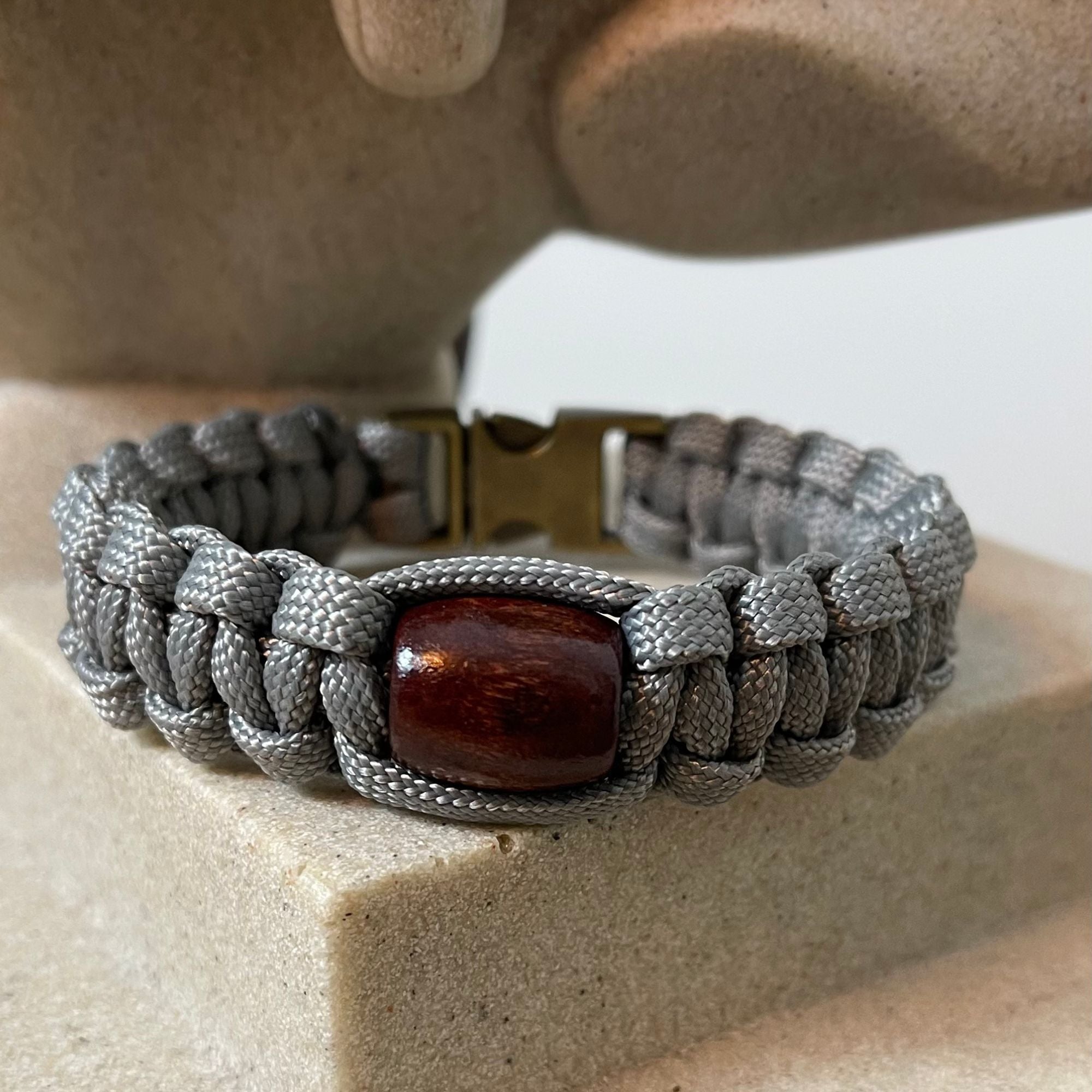 Bracelet - Wood Beads - Gray
