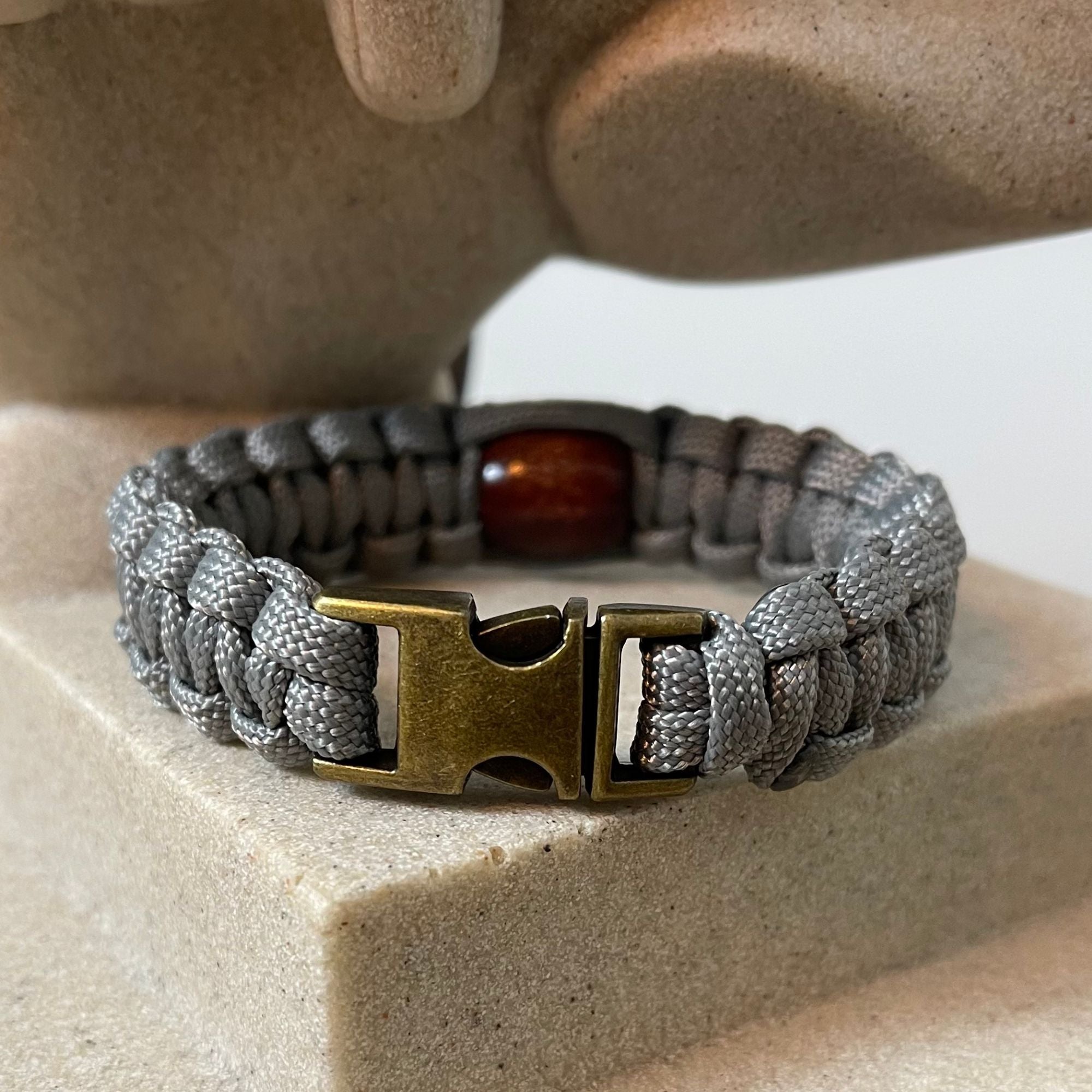 Bracelet - Wood Beads - Gray