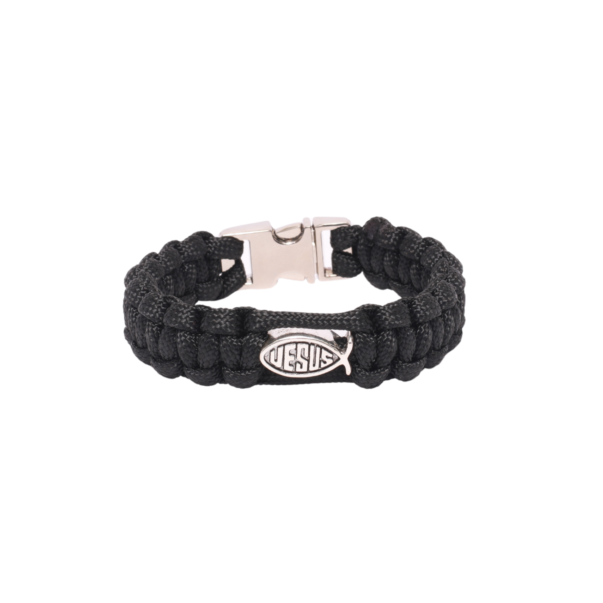 Bracelet - Cobra Style - Black - Metal Jesus Fish Bead