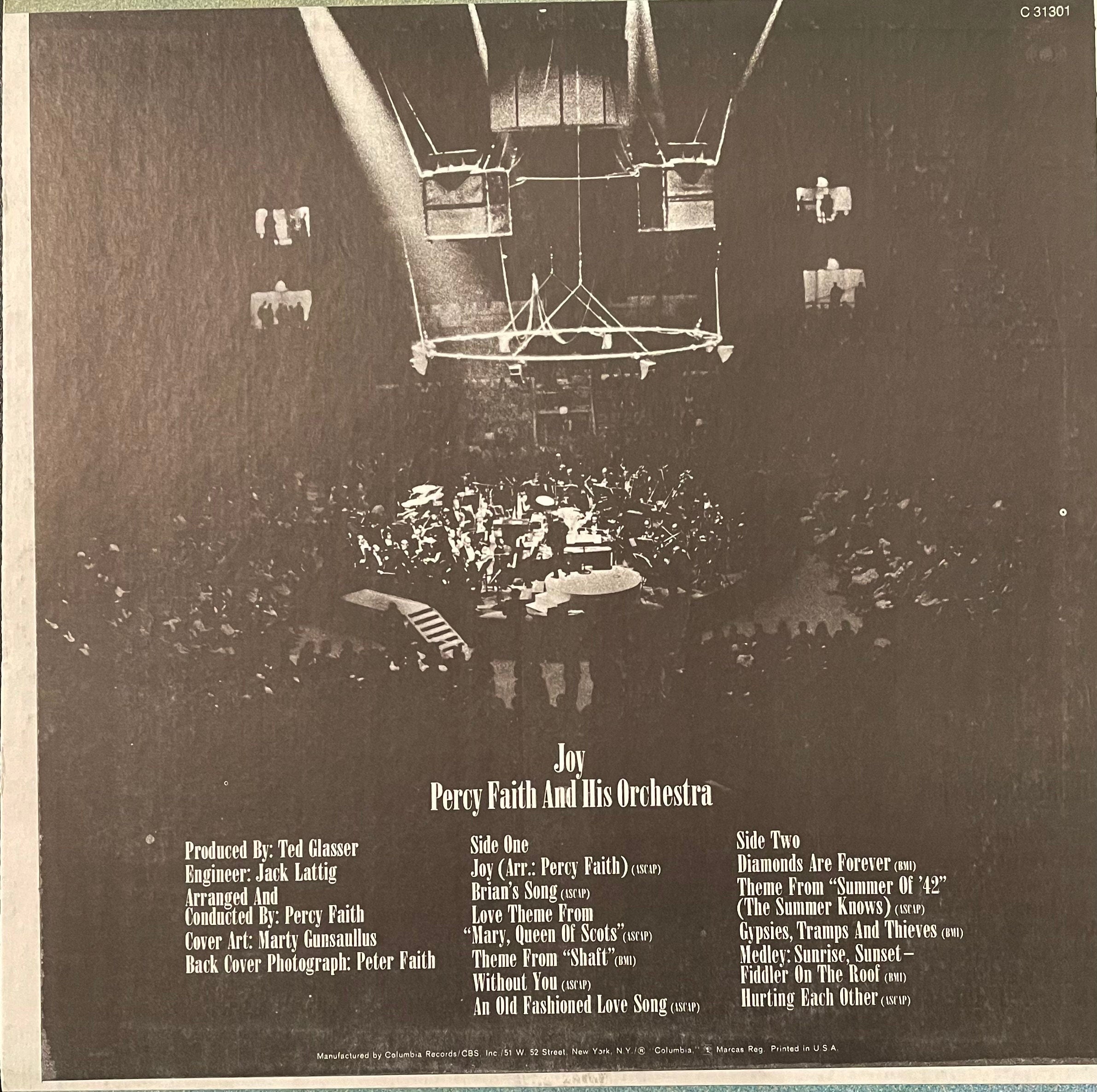 Vintage Vinyl - Percy Faith and his Orchestra featuring Brian's Song Joy – Jazz – Easy Listening - VG+
