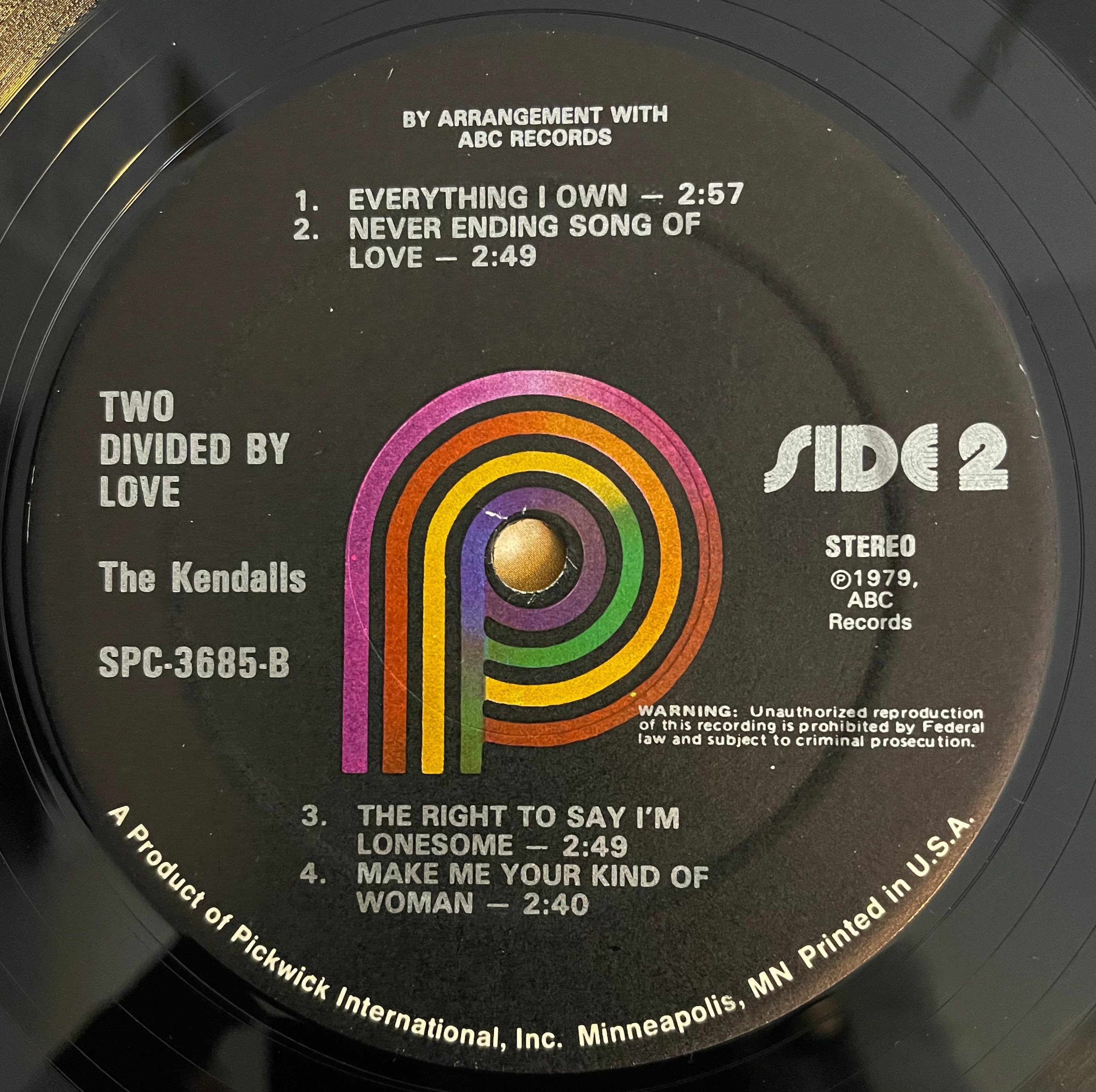 Vintage Vinyl - The Kendalls – Two Divided By Love - 1979 - Folk, World, Country – VG+