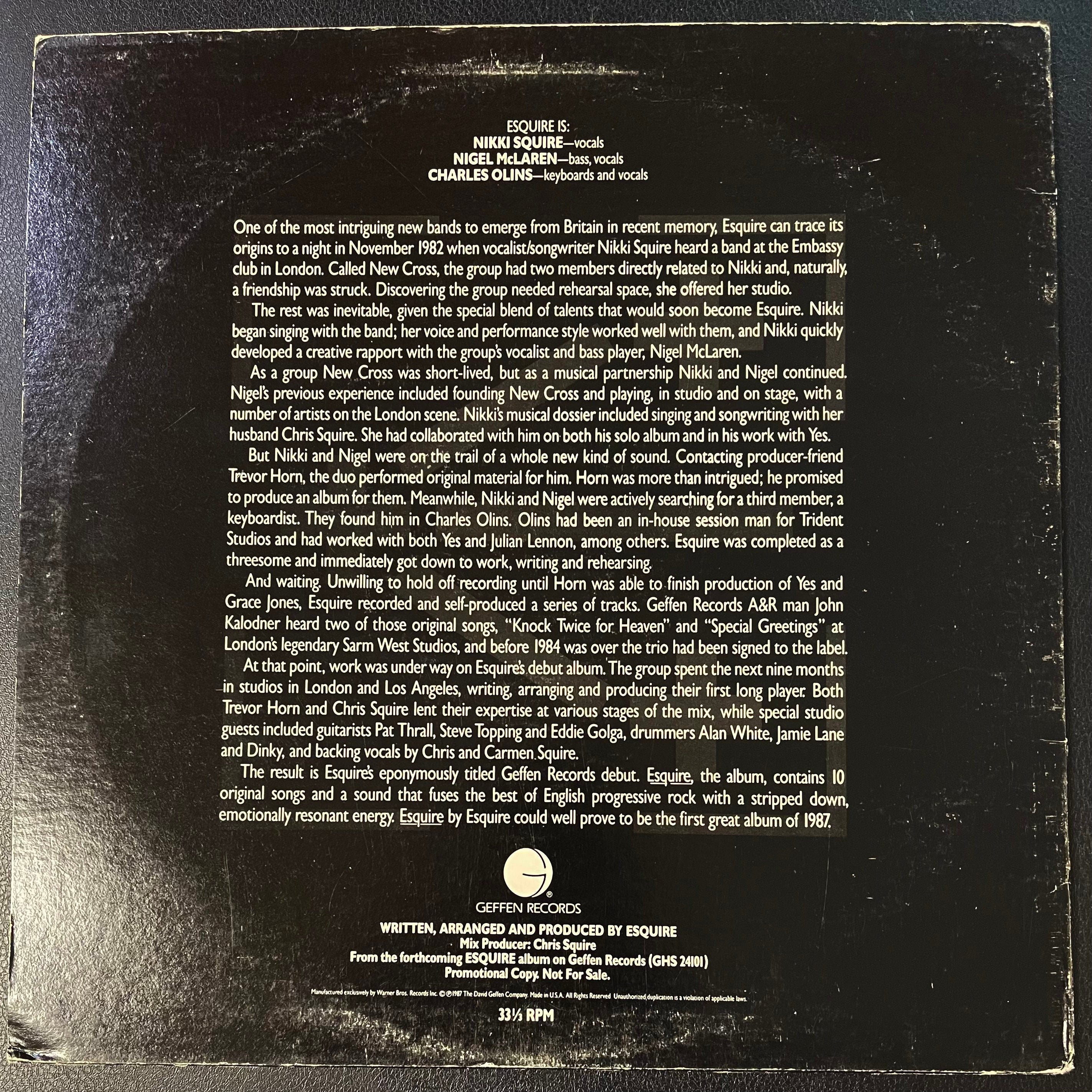 Vintage Vinyl - Esquire - Moving Together Geffen Records - 1987 - VG+ / Rock/Pop/Prog Rock – 12"Vinyl Album