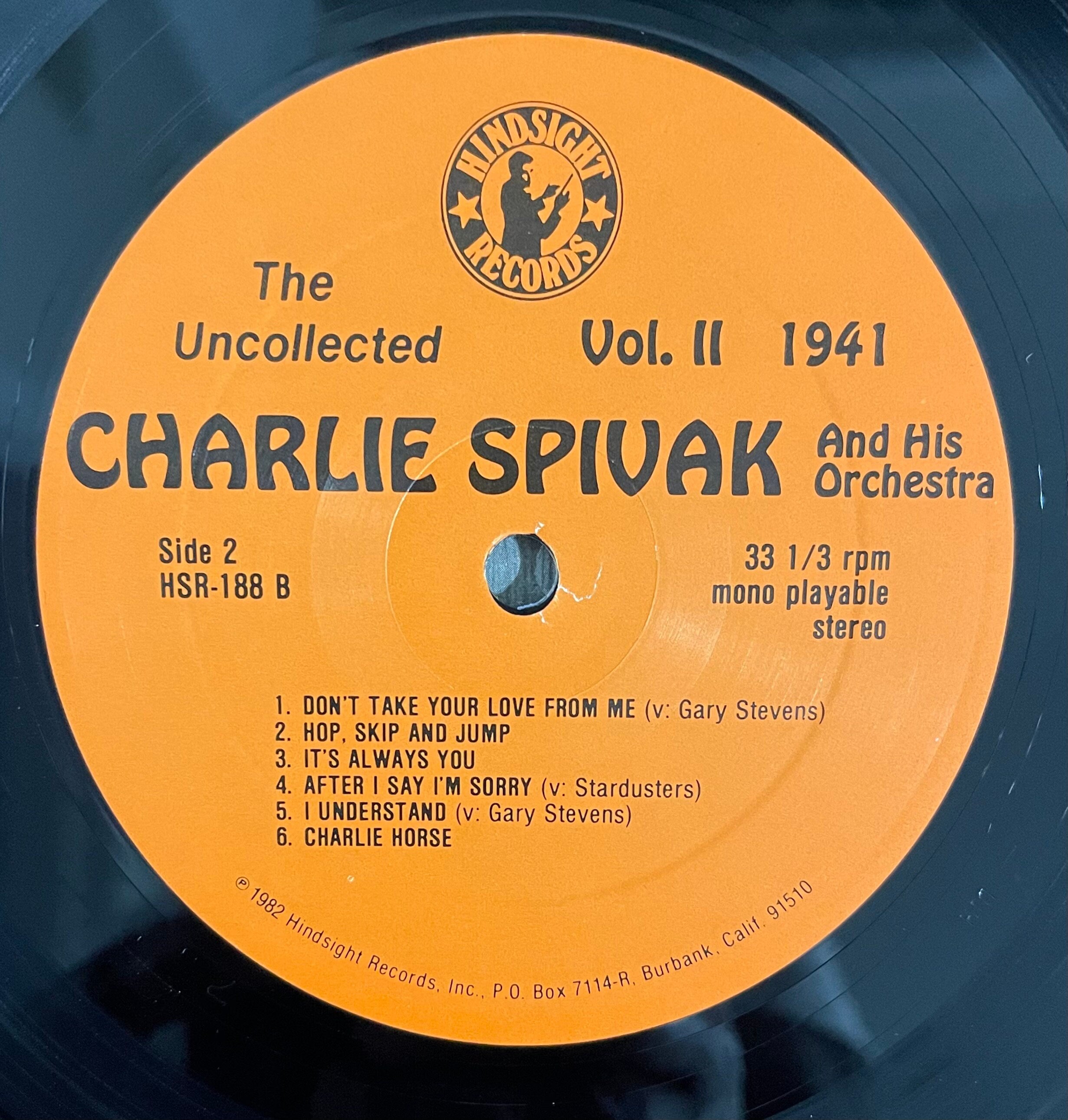 Vintage Vinyl - Charlie Spivak and His Orchestra - The Uncollected Volume 2 - 1941 - Jazz - Easy Listening - VG+