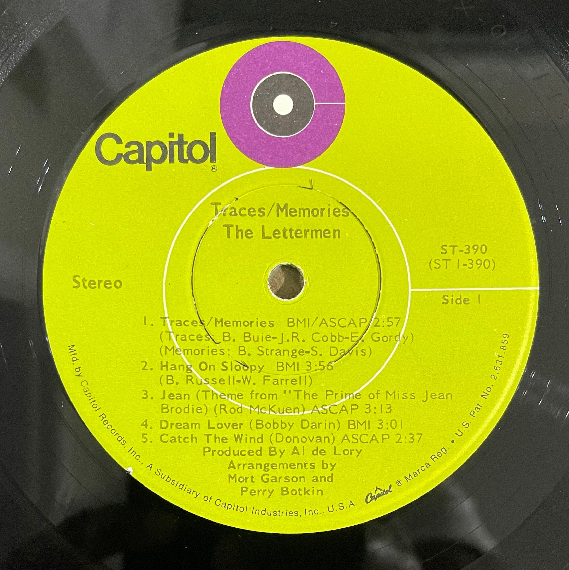 Vintage Vinyl - The Lettermen - Traces/Memories - 1969 - Pop/Vocal - Capitol Records - ST 390 - VG+