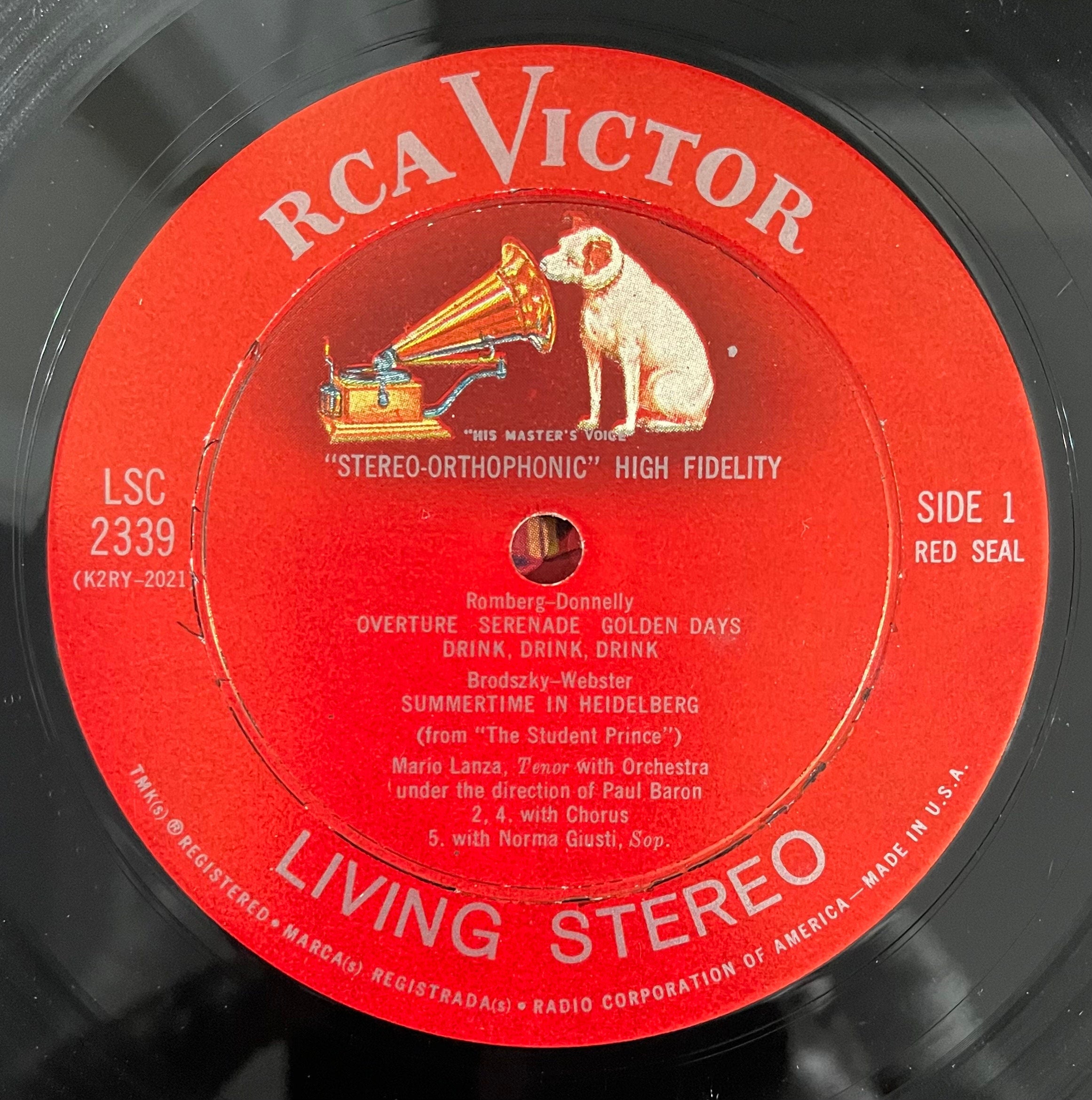 Vintage Vinyl - Mario Lanza - The Student Prince - RCA Victor Red Seal - LSC-2339 - Musical/Stage - VG+