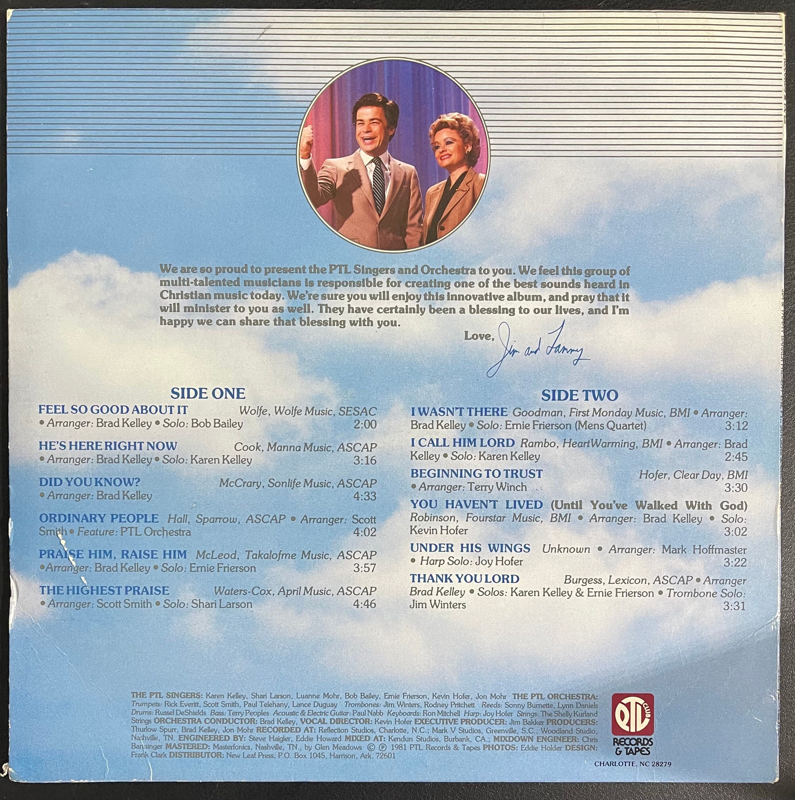Vintage Vinyl - Jim and Tammy Bakker Present -The PTL Singers and Orchestra - 1981 - PTL Club Records - VG+ / Vinyl Album