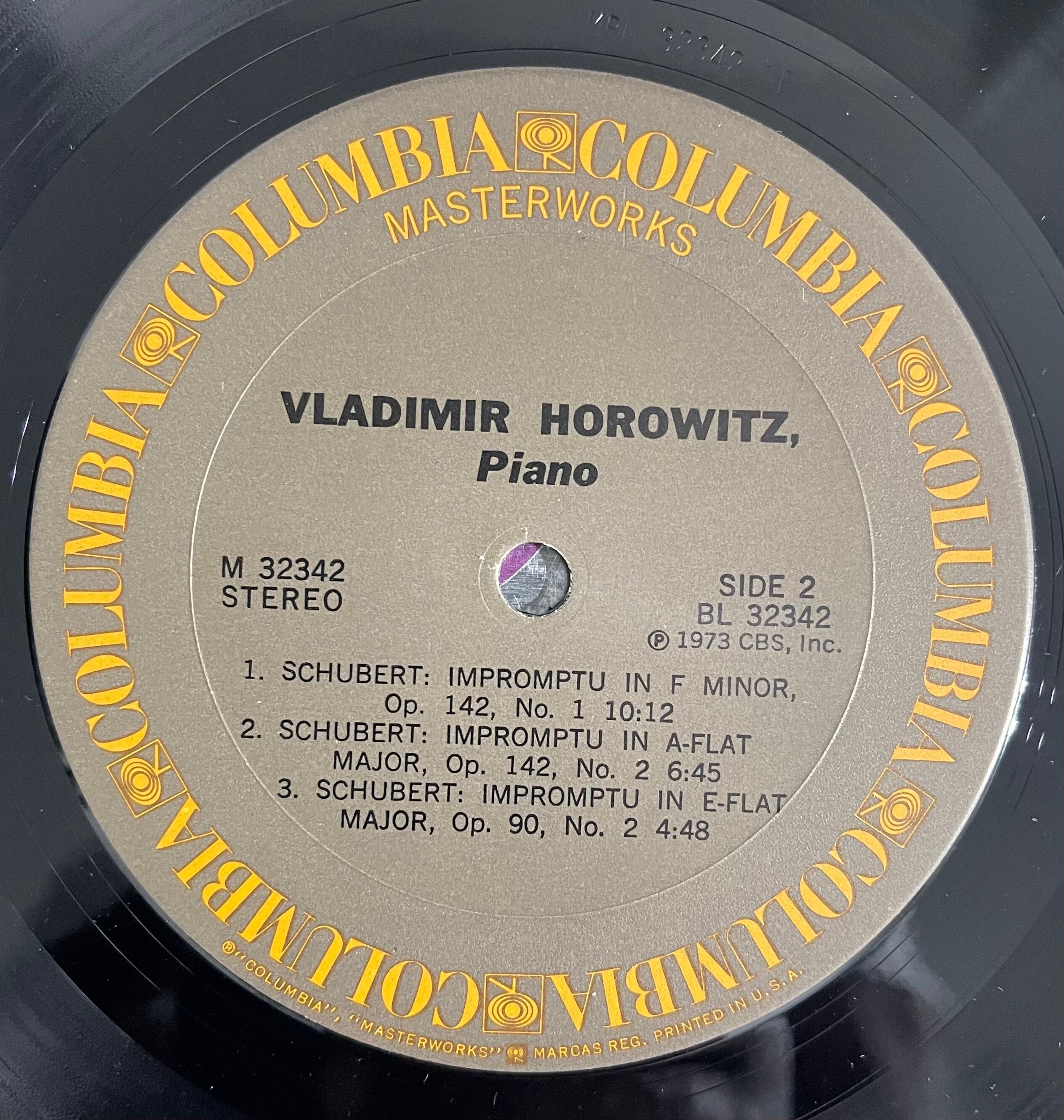 Vintage Vinyl - Horowitz - Beethoven/ Schubert - Moonlight Sonata/ Impromptus - Columbia - M 32342 - 1973 - VG+