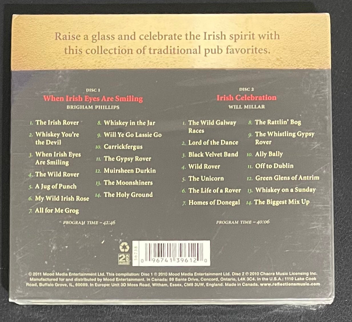 Vintage CD - Irish Celebration -  Folk/World/Country/Irish Music -  2011 - Mood Media Ent. - Sealed - New - VG+