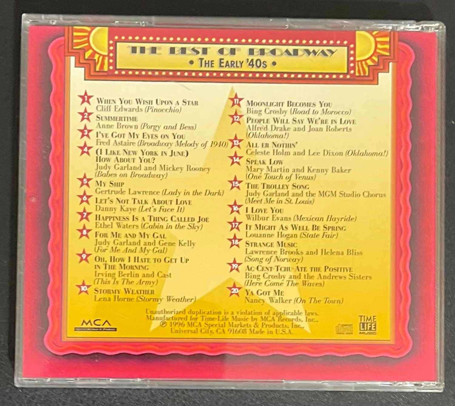 Vintage CD - The Best of Broadway - The 30s, 40s, and 50s - Variety -  1996 - Stage/Screen - Rhino Records - VG+