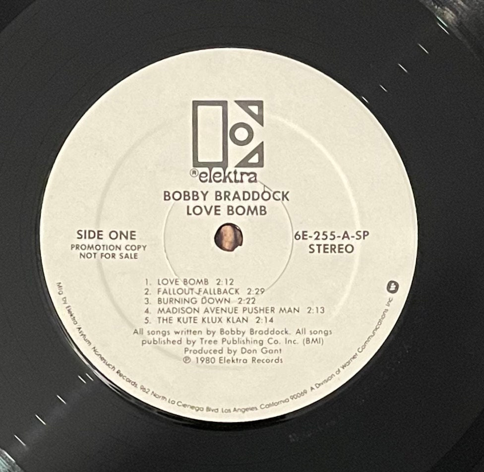 Vintage Vinyl - Bobby Braddock - Love Bomb - Pop/Rock - Elektra Records - 1980 - VG+