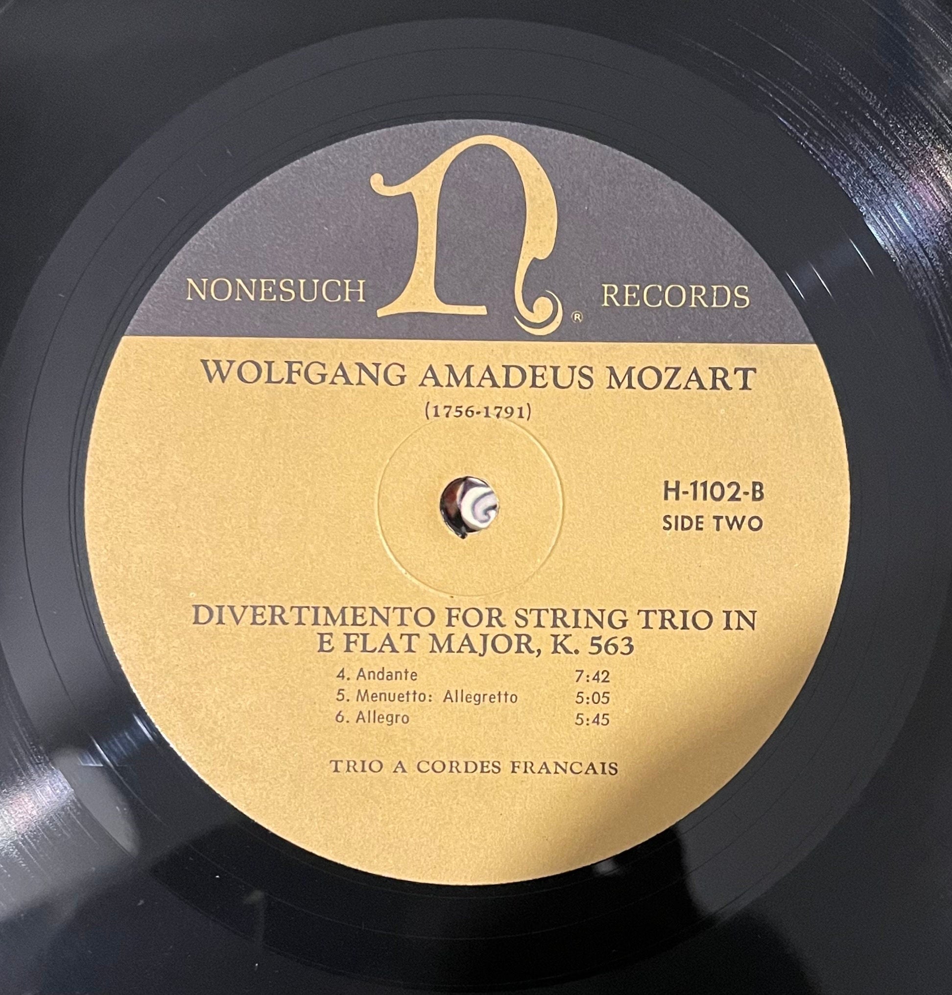 Vintage Vinyl - Wolfgang Amadeus Mozart, Trio A Cordes Francais - H-71102 - Classical - Nonesuch Records - 1966 - VG+