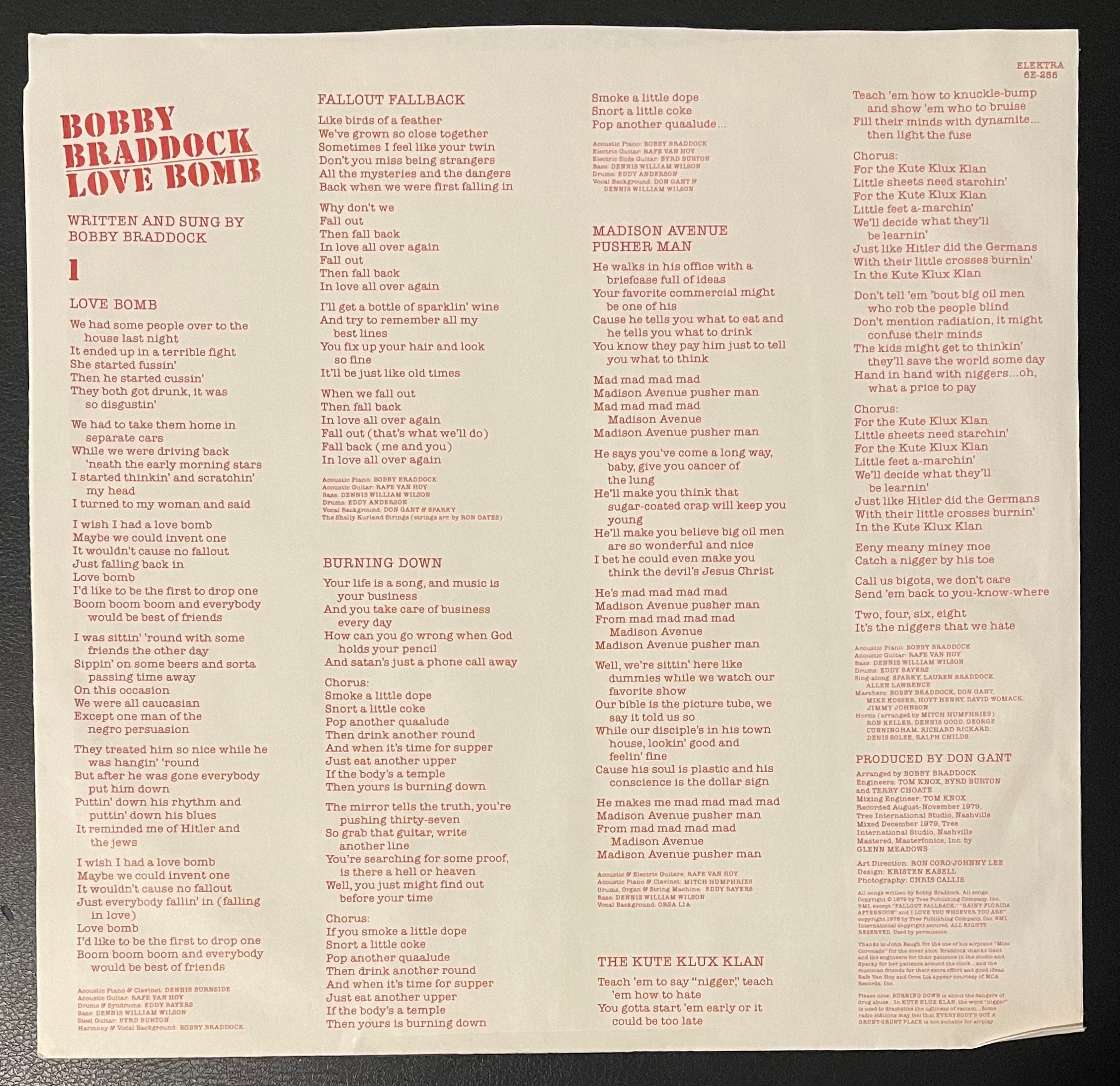 Vintage Vinyl - Bobby Braddock - Love Bomb - Pop/Rock - Elektra Records - 1980 - VG+