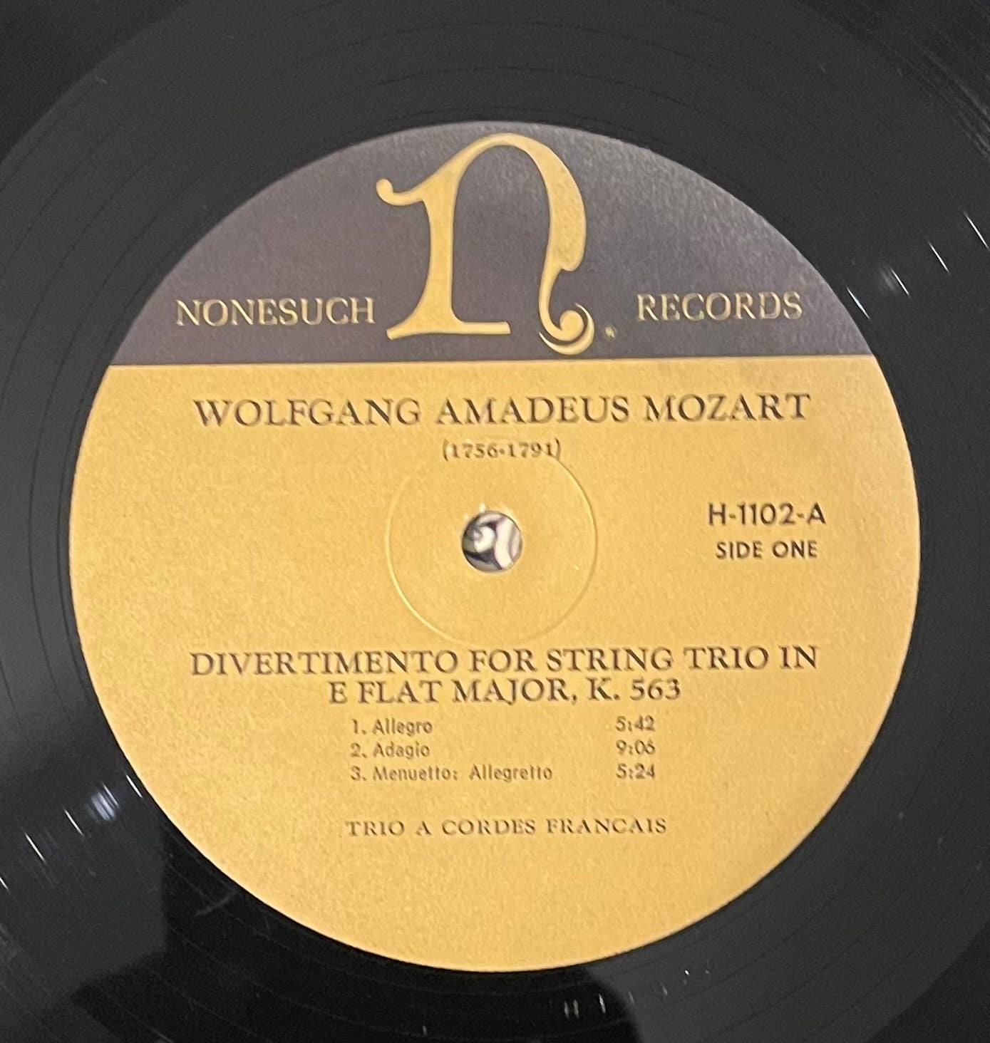 Vintage Vinyl - Wolfgang Amadeus Mozart, Trio A Cordes Francais - H-71102 - Classical - Nonesuch Records - 1966 - VG+