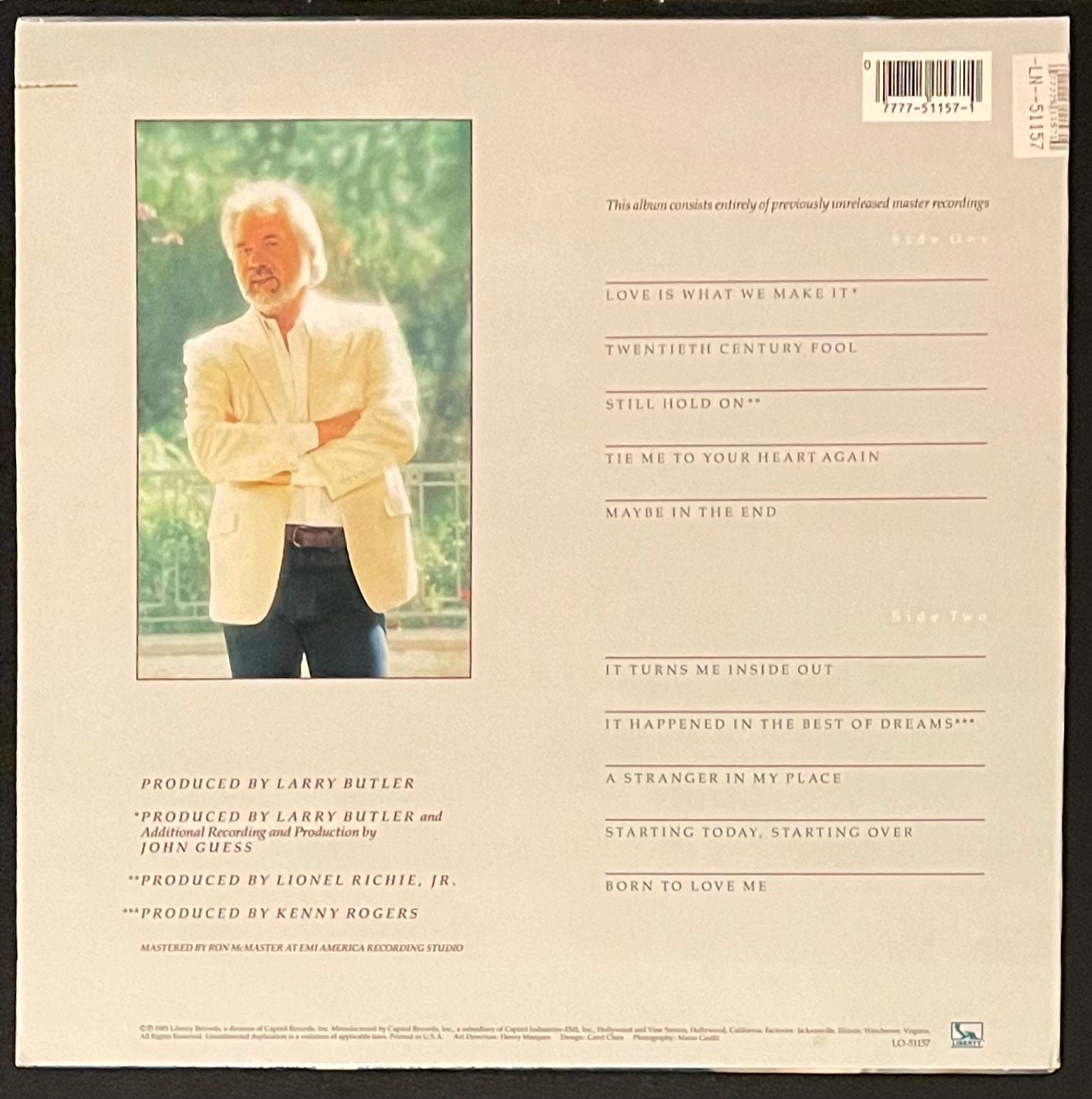 Vintage Vinyl - Kenny Rogers - Love Is What We Make It -  Pop/Folk/Country – 1985 - Liberty Records - VG+ - Vinyl Album