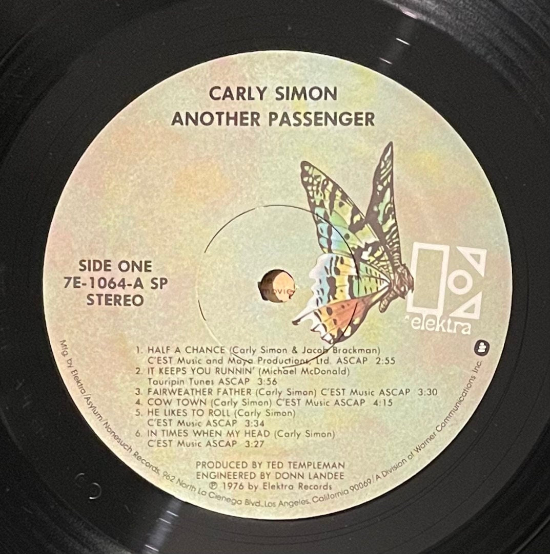Vintage Vinyl - Carly Simon - Another Passenger - Pop Rock/Soft Rock - Elektra Records - 1976 - VG+