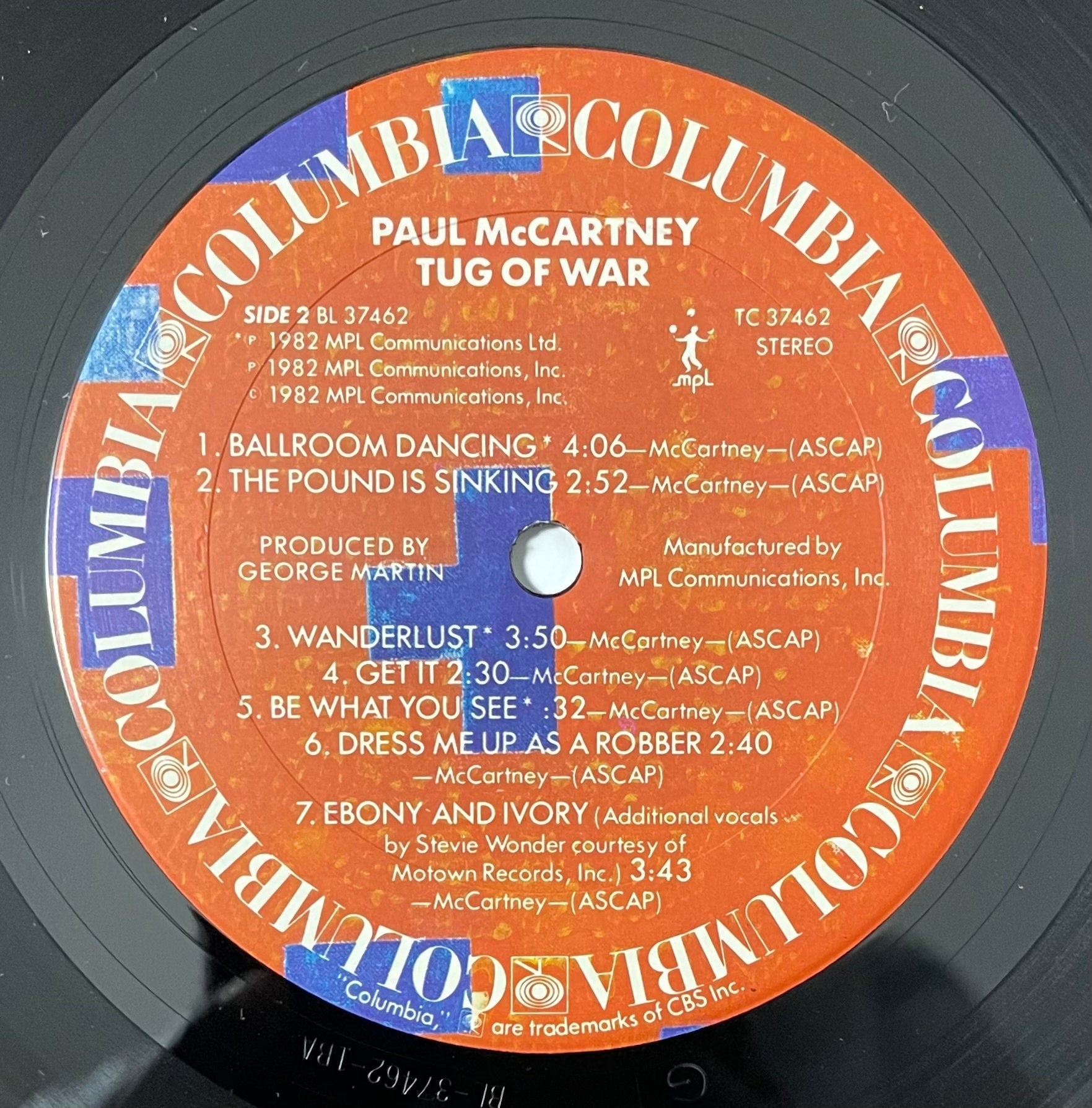 Vintage Vinyl - Paul McCartney - Tug Of War - Rock/Pop/Soul - EMI Records - 1982 - VG+