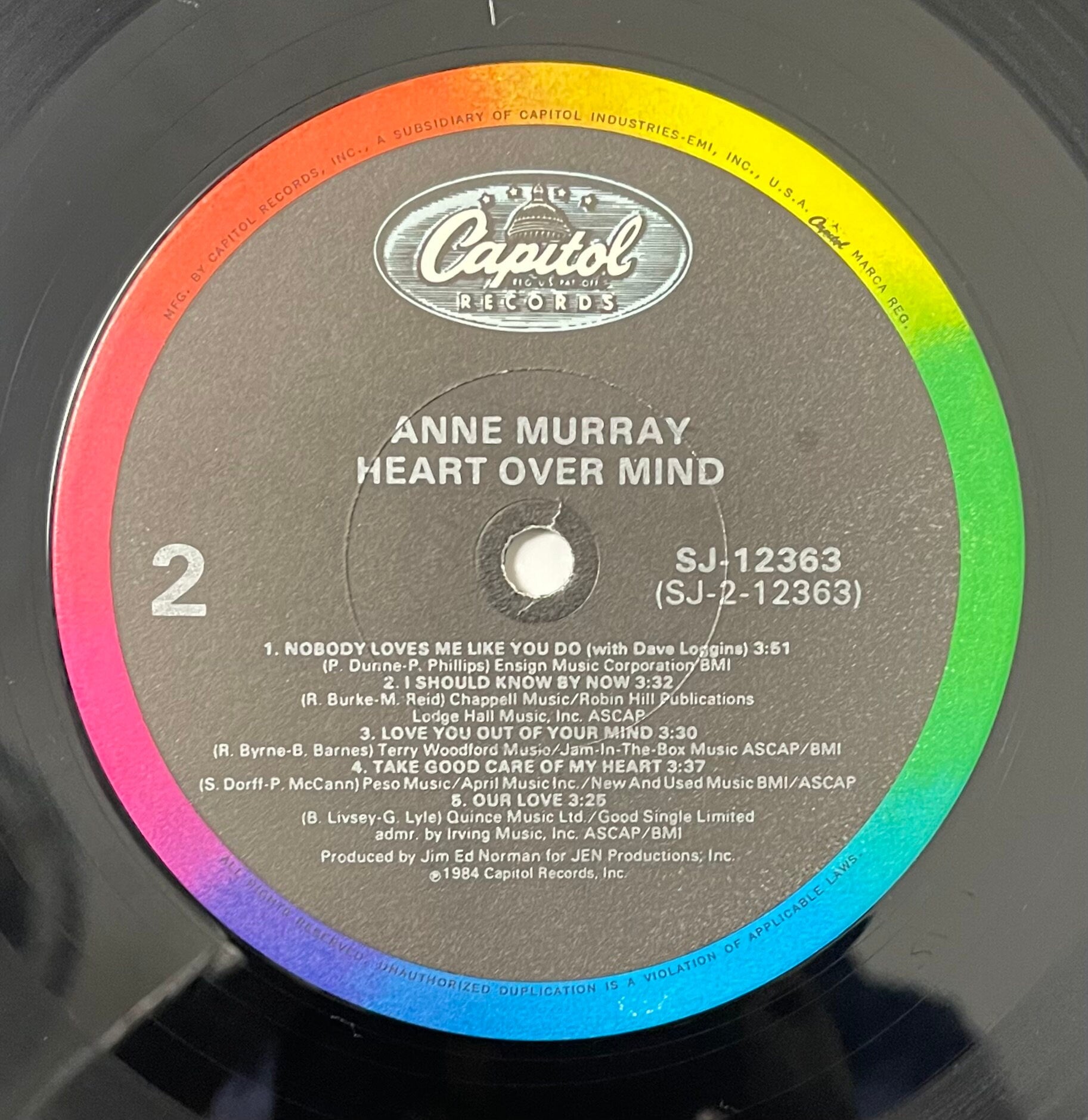 Vintage Vinyl - Anne Murray - Heart Over Mind – Pop/Rock/Folk - Capitol Records - 1979 - VG+