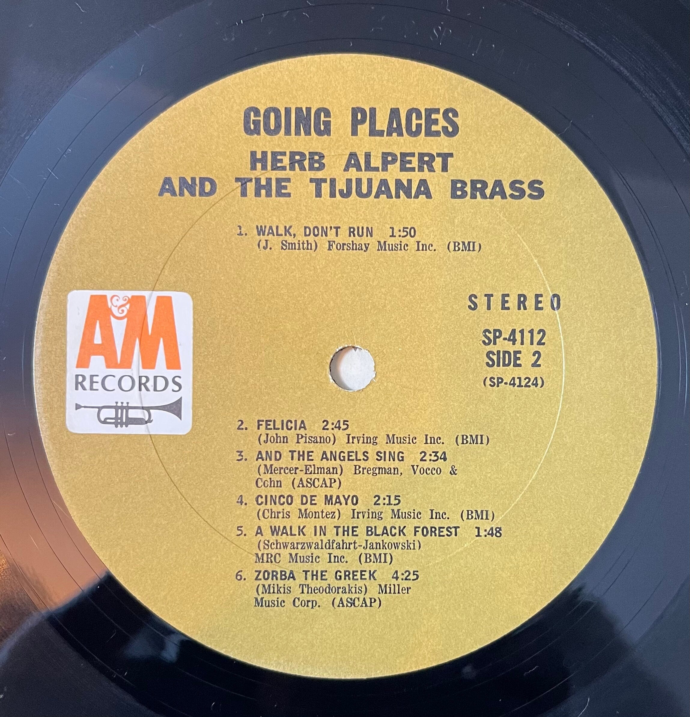 Vintage Vinyl - Herb Alpert's Tijuana Brass - Going Places - 1965 – Latin Jazz – Easy Listening - A&M Records - SP 4112 - VG+