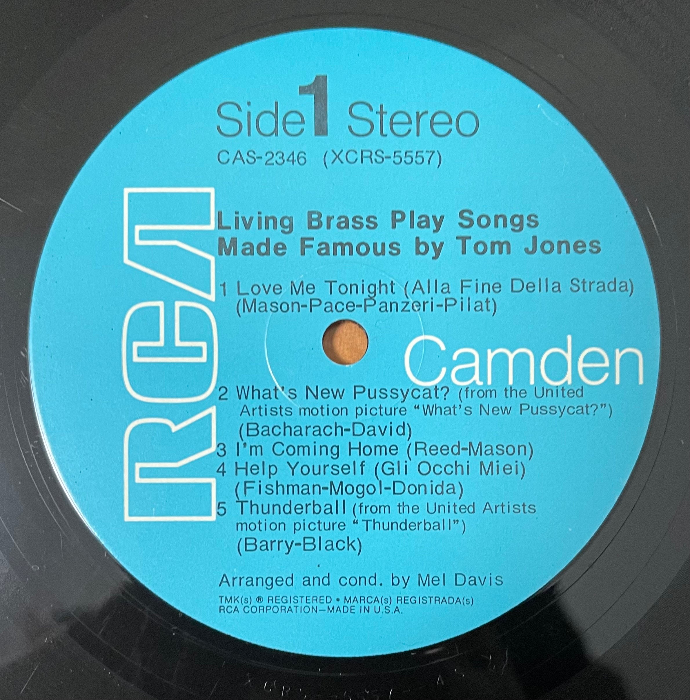 Vintage Vinyl - Living Brass - Play Songs Made Famous by Tom Jones - Jazz - Easy Listening - 1969 - RCA Camden Records - VG+ Vinyl Album
