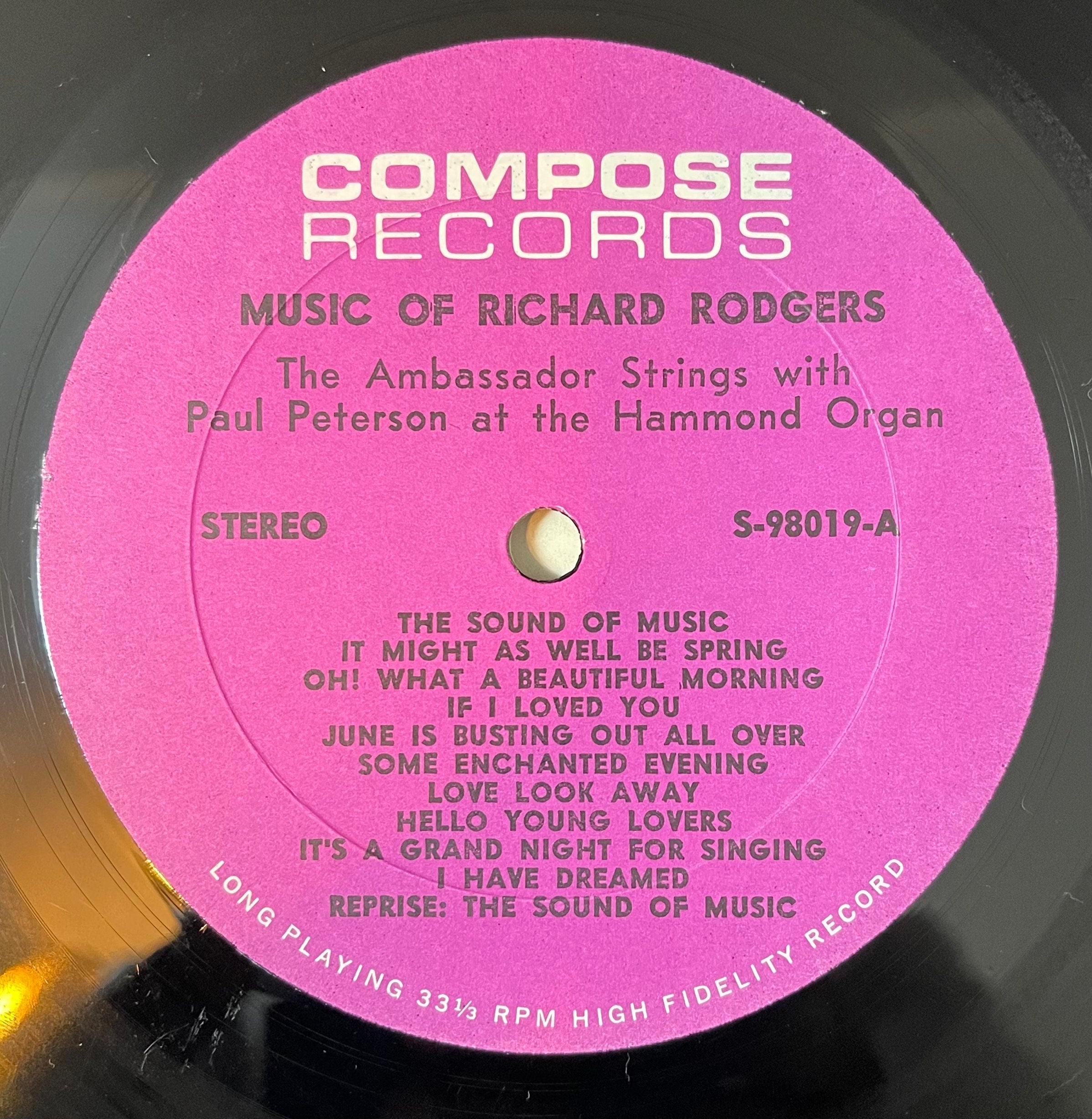 Vintage Vinyl - The Ambassador Strings - Richard Rodgers is The Sound of Music – Compose Records - S 98019 - Musical – 1960s - VG+ / Album