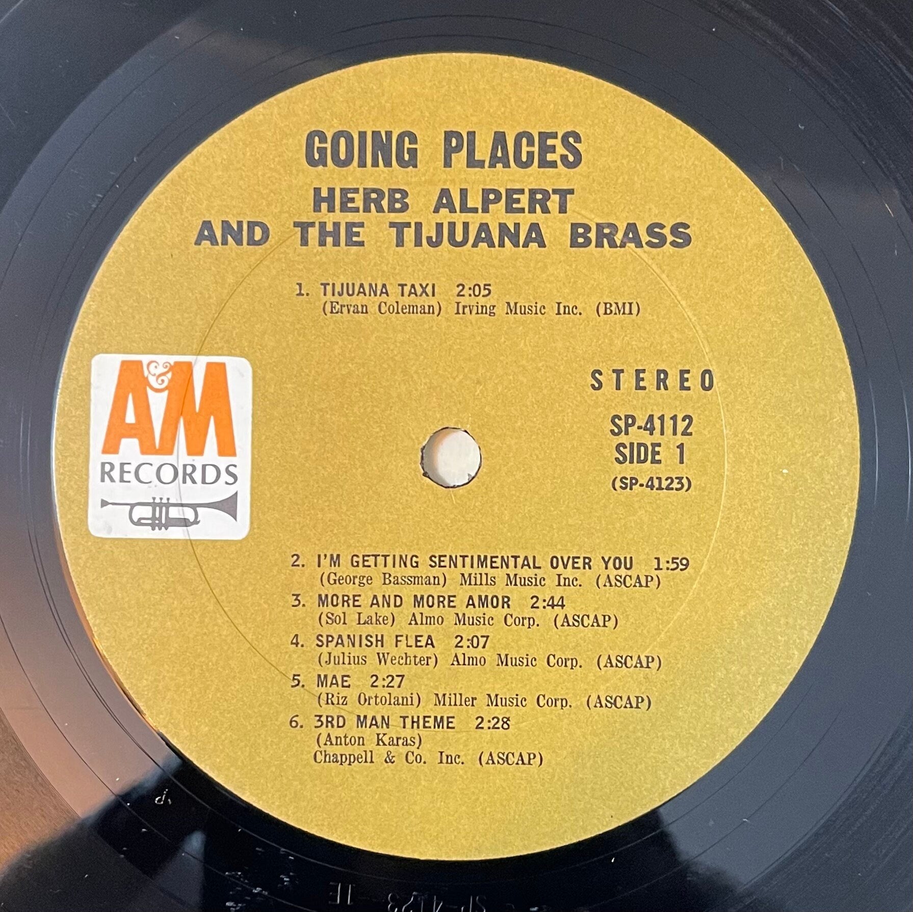 Vintage Vinyl - Herb Alpert's Tijuana Brass - Going Places - 1965 – Latin Jazz – Easy Listening - A&M Records - SP 4112 - VG+