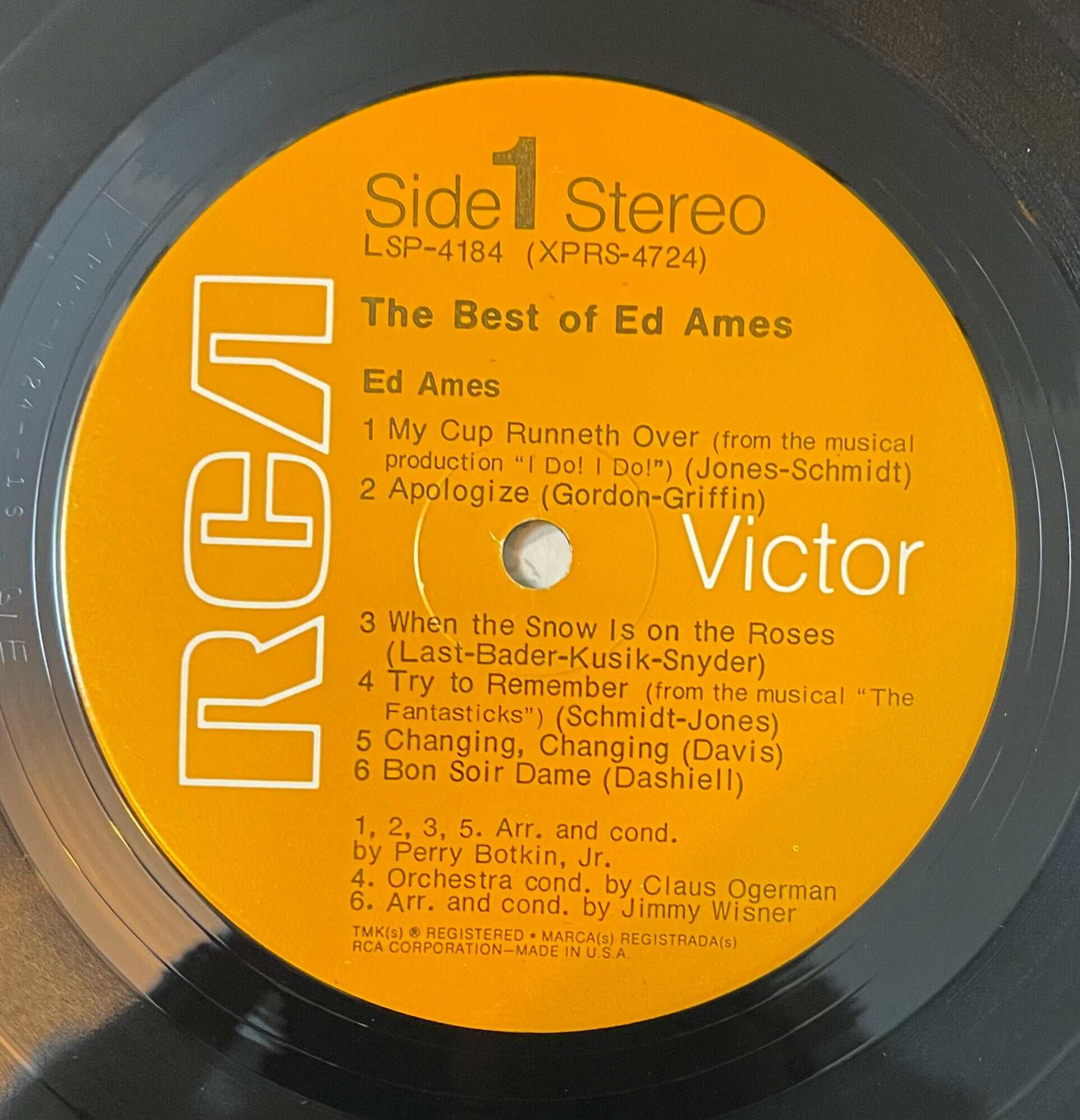 Vintage Vinyl - Ed Ames - The Best of Ed Ames - Greatest Hits - Jazz/Pop/Easy Listening - LSP 4184 - RCA Victor Records - 1969 - VG+