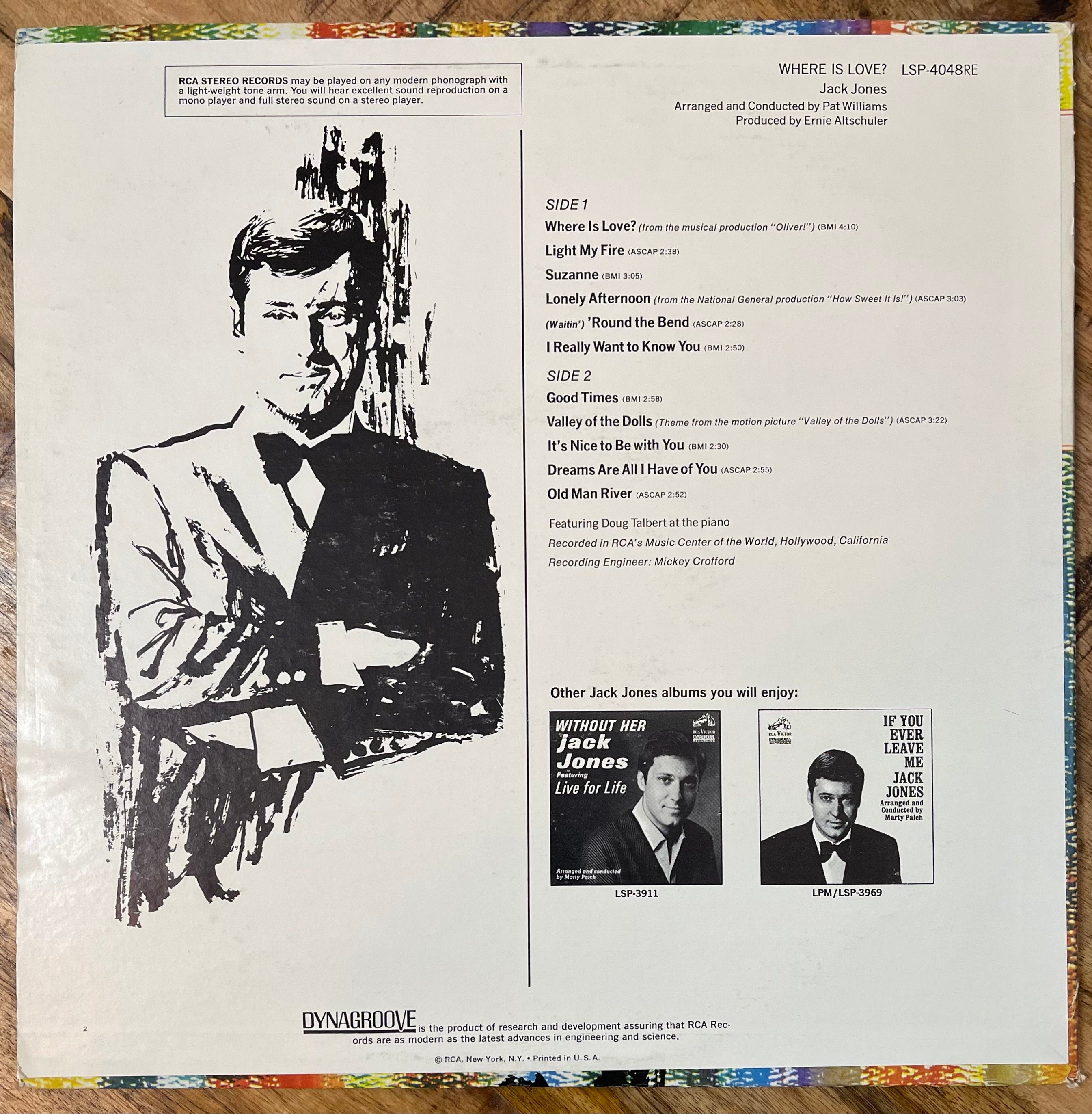 Vintage Vinyl - Jack Jones - Where Is Love? - Pop/Rock - RCA Victor Records - 1968 - VG+
