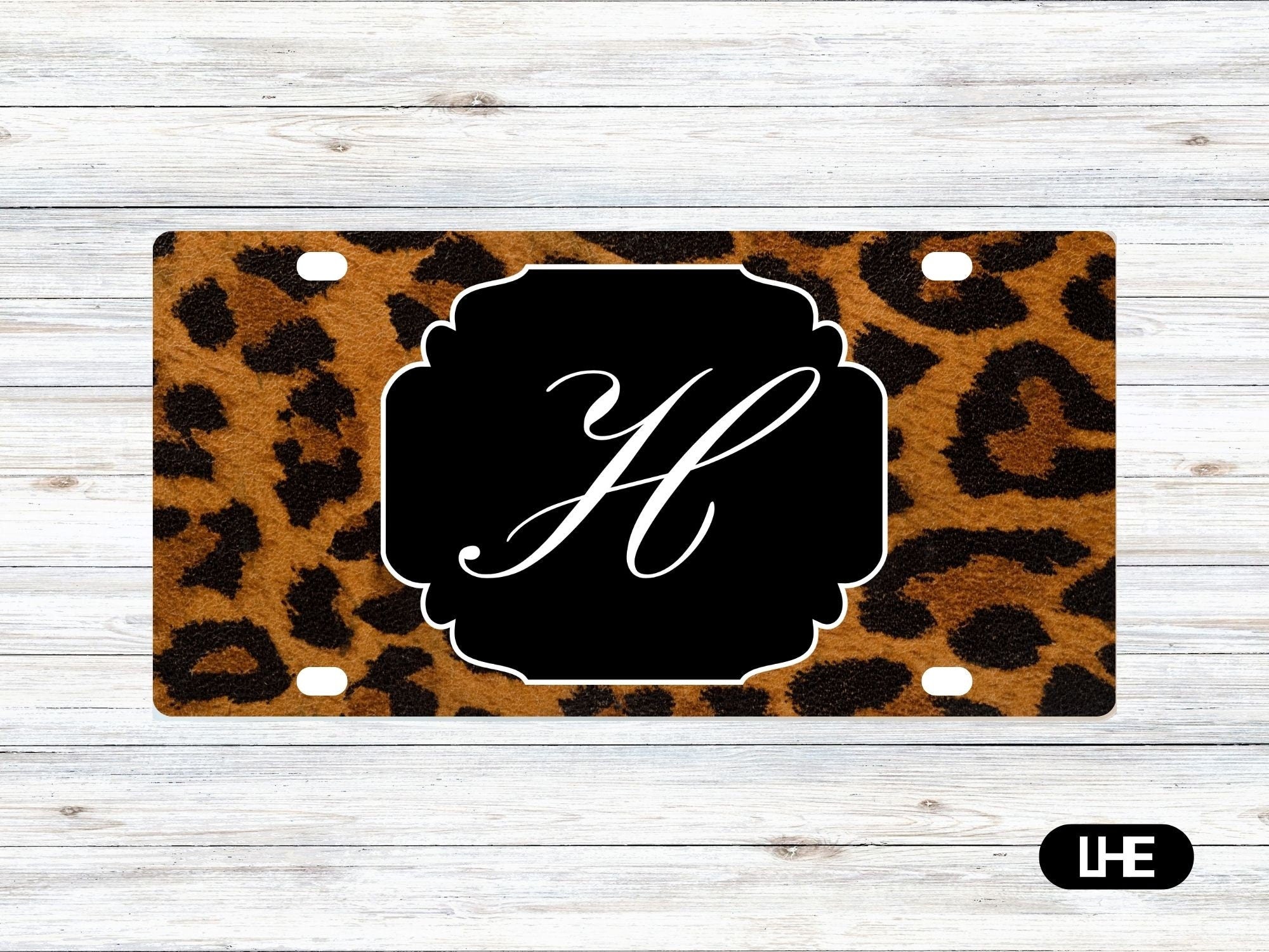 Leopard Print Car Tag – Girl Car Tag - License Plate - Personalized Car Tag - Monogram Front Plate - Personalized License - Aluminum Tag –PS