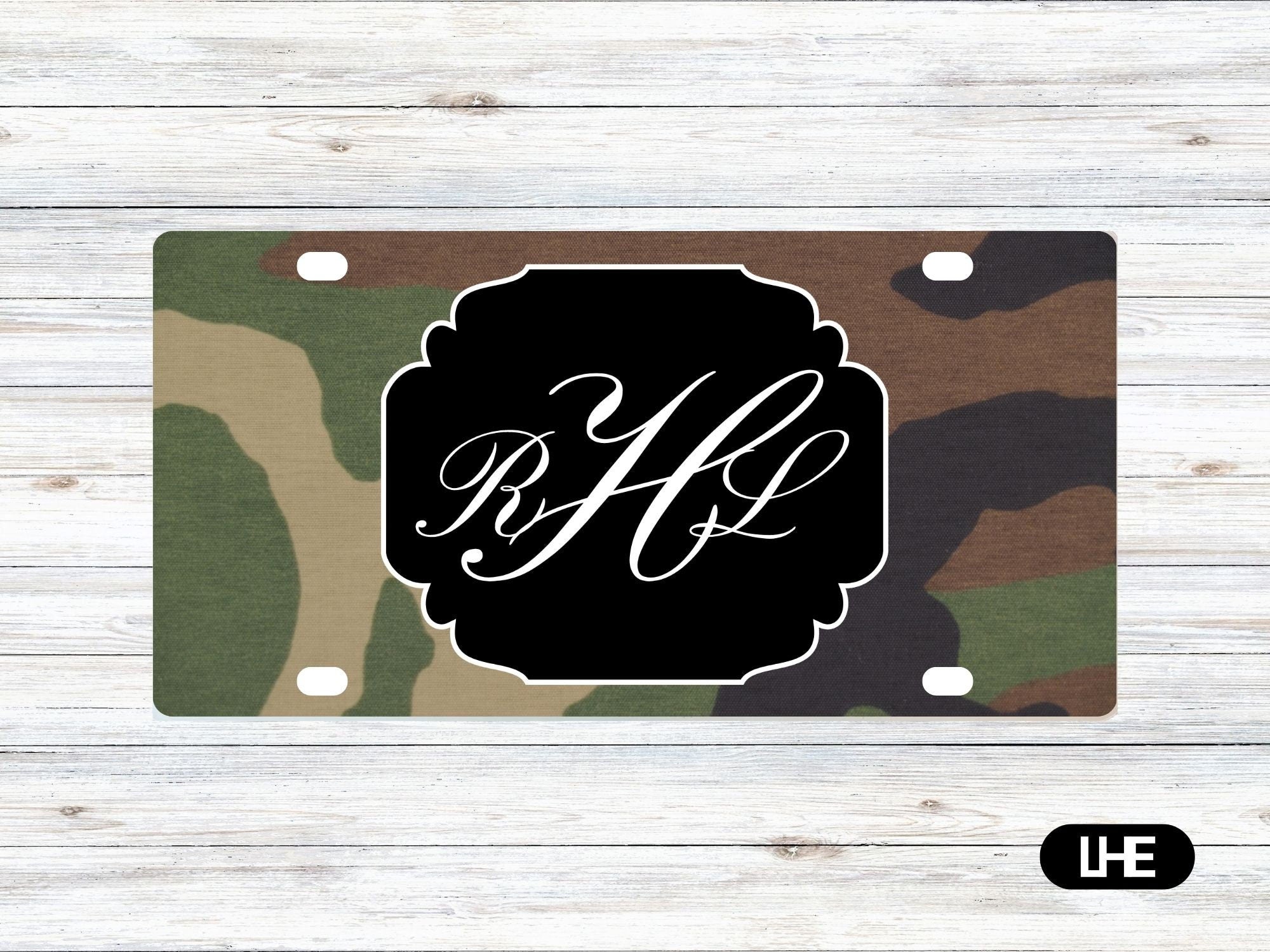 Camouflage Car Tag - Military License Plate - Personalized Car Tag - Monogram Front Plate - Personalized License - Aluminum Tag – Vet - PS