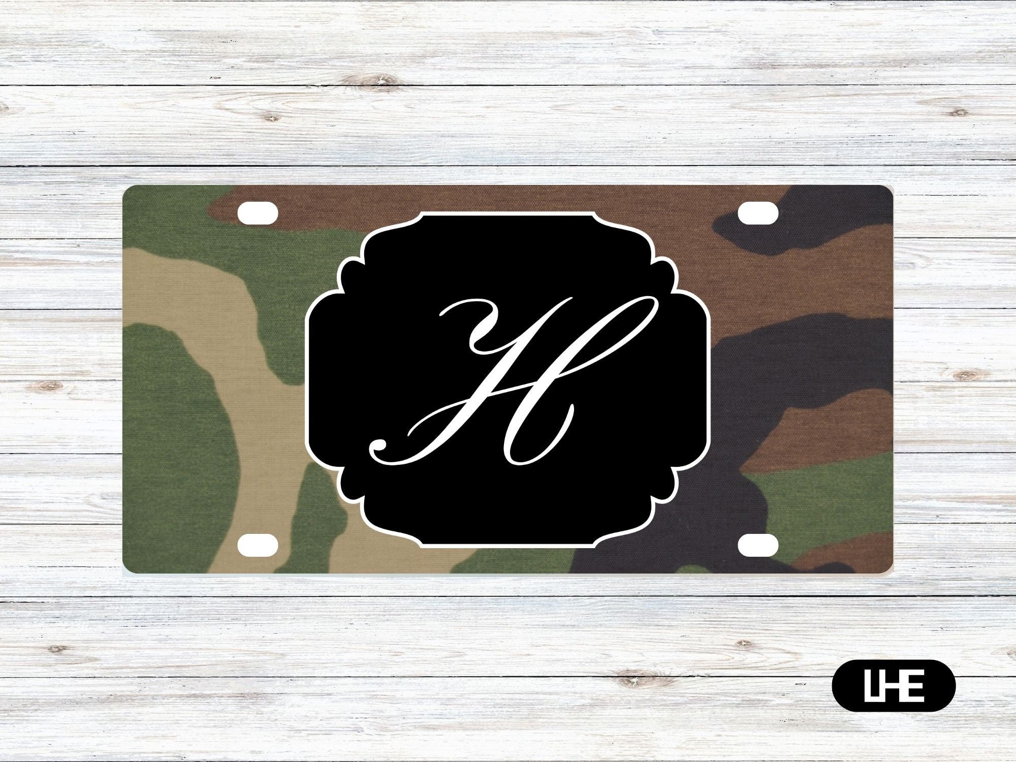 Camouflage Car Tag - Military License Plate - Personalized Car Tag - Monogram Front Plate - Personalized License - Aluminum Tag – Vet - PS