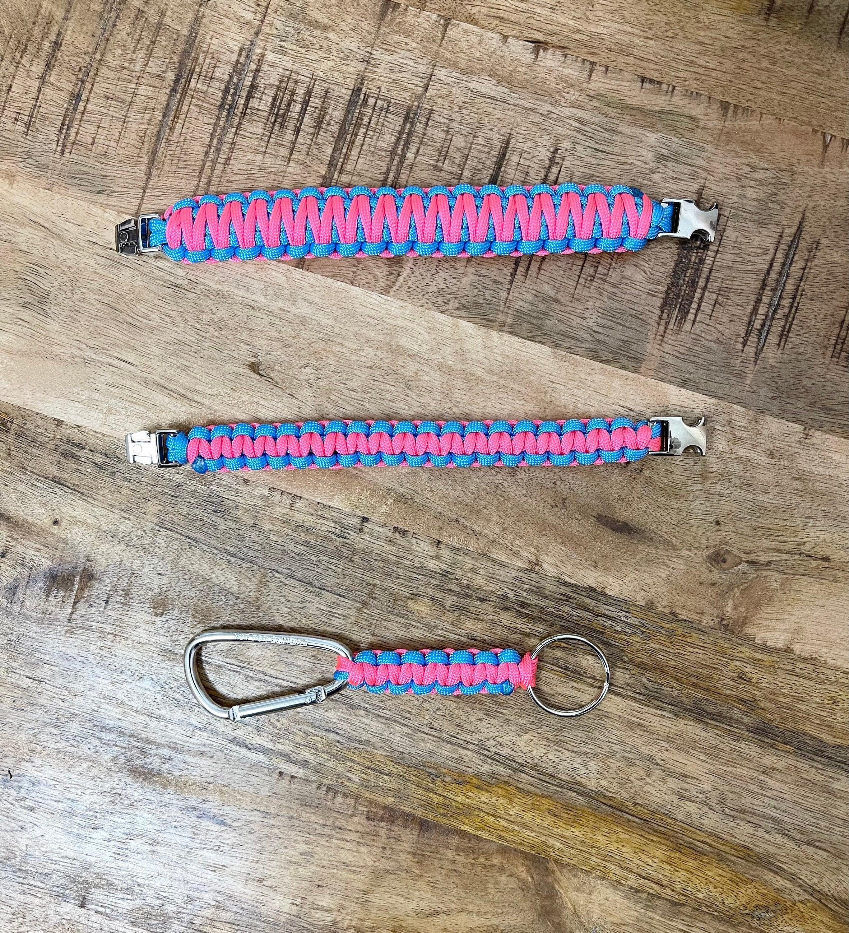 Paracord Bracelet, Paracord Key Chain, King Cobra, Cobra, Cotton Candy, Pink, Ocean Blue, 550 Paracord Jewelry, Unisex Gift, Custom