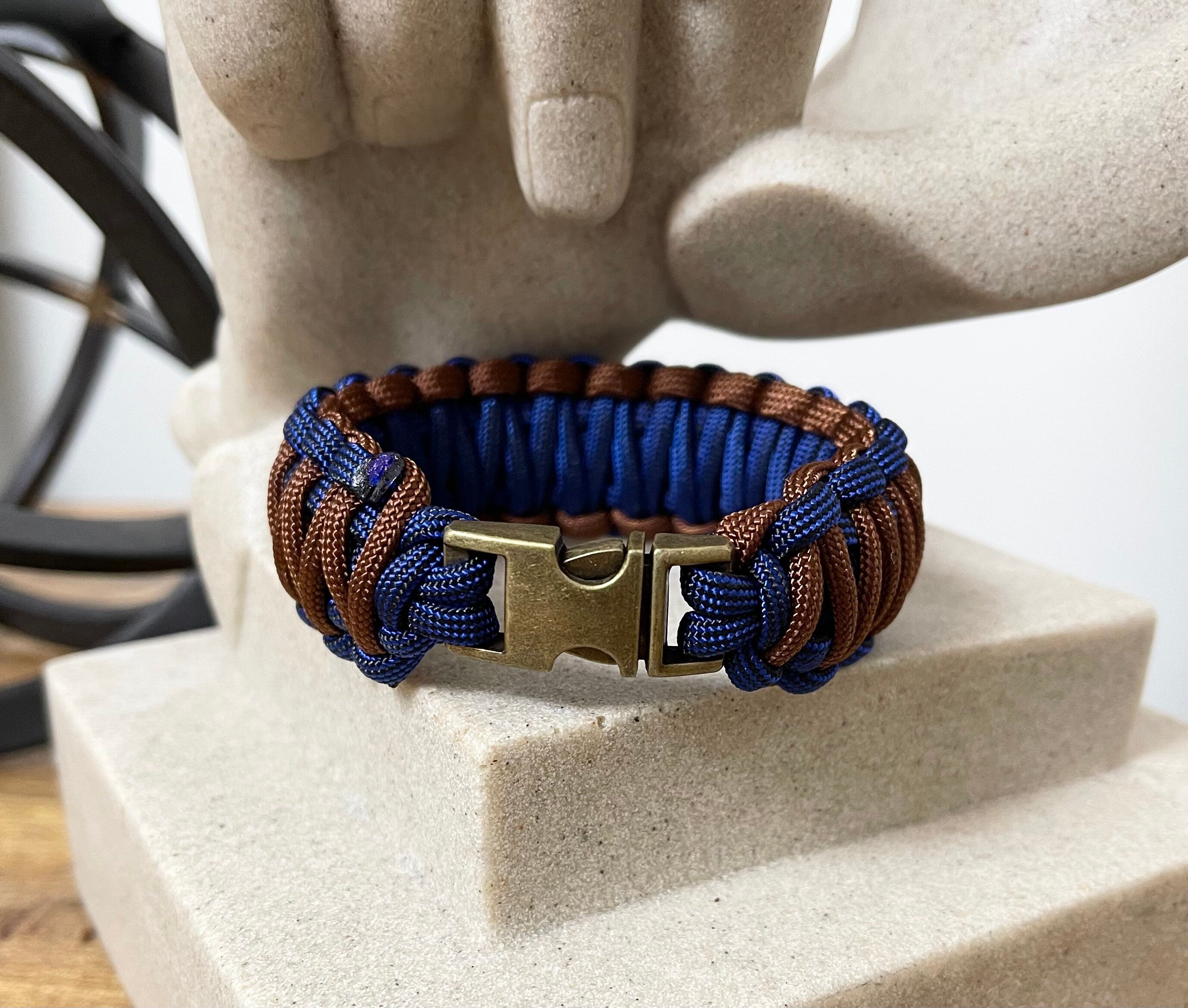 Paracord Bracelet, Paracord Key Chain, King Cobra, Cobra, Denim, Brown, Blue, 550 Paracord Jewelry, Unisex Gift, Unisex Bracelet