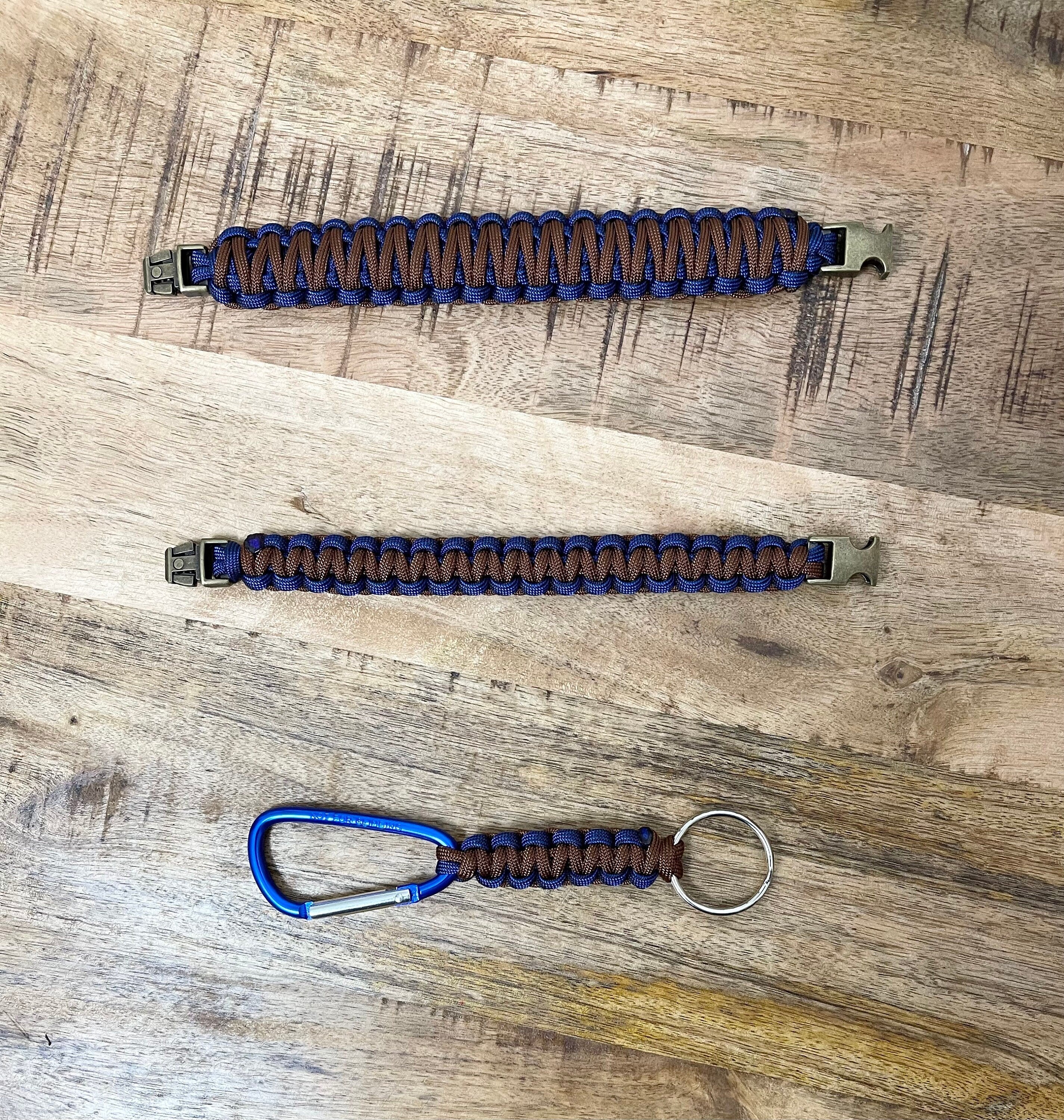 Paracord Bracelet, Paracord Key Chain, King Cobra, Cobra, Denim, Brown, Blue, 550 Paracord Jewelry, Unisex Gift, Unisex Bracelet