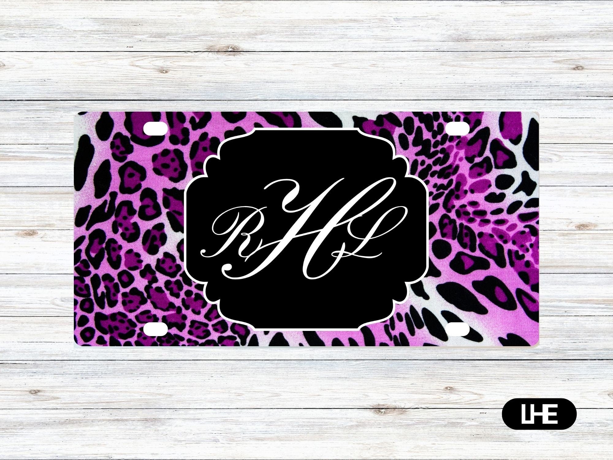 Leopard Print Car Tag – Purple Car Tag - License Plate - Personalized Car Tag - Monogram Front Plate - Personalized License -Aluminum Tag PS