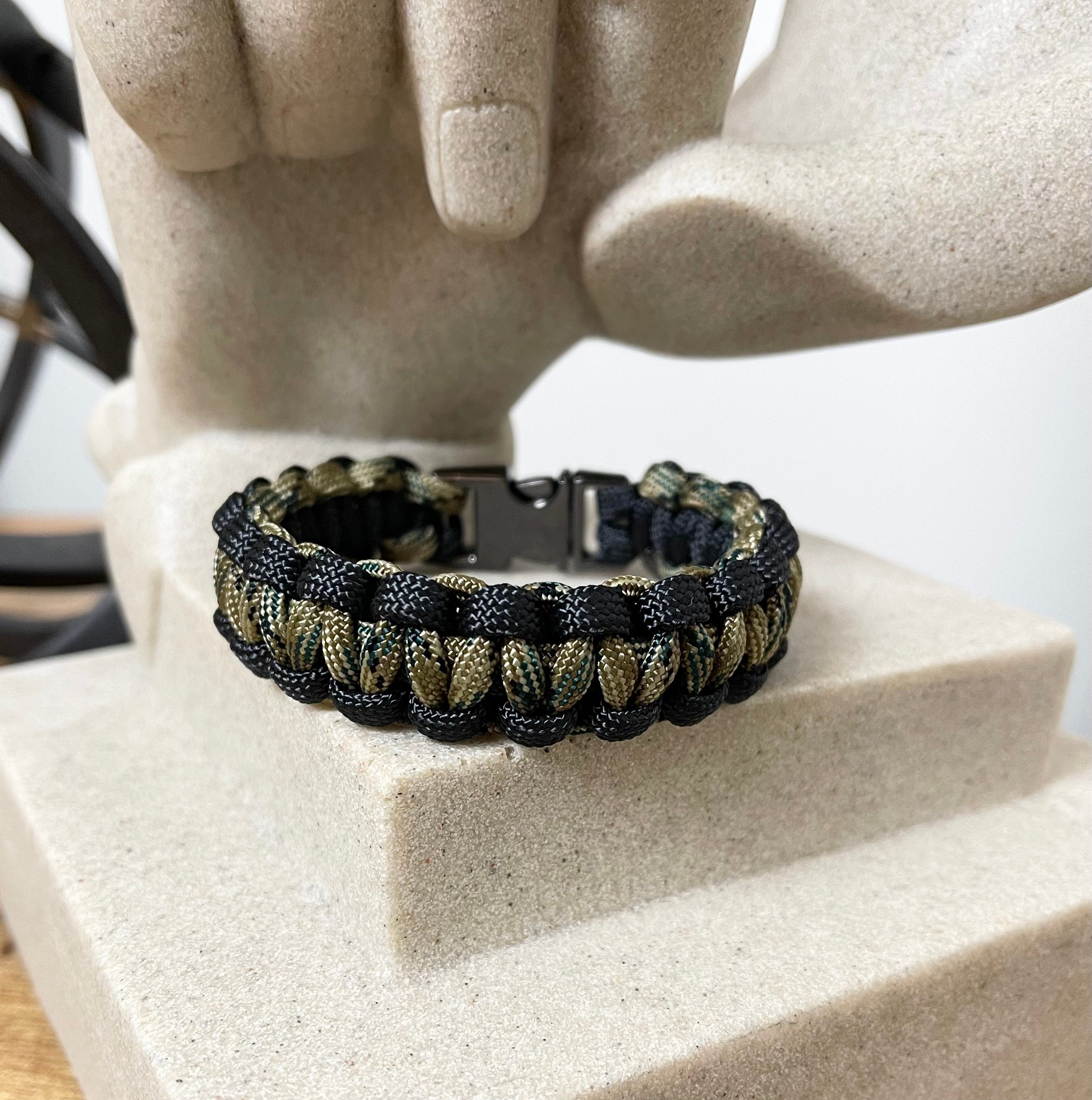 Paracord Bracelet, Paracord Key Chain, King Cobra, Cobra, Black and Camouflage, Military, 550 Paracord Jewelry, Unisex Gift, Custom