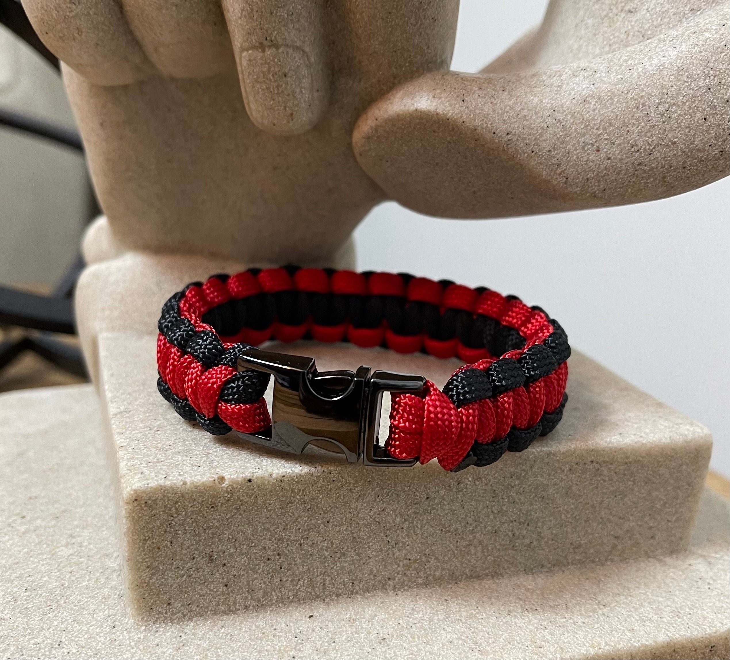 Cobra Style - Paracord Bracelet - Red and Black Colors - Made to Order – Plastic - Metal Buckle – Show Your Team Spirit