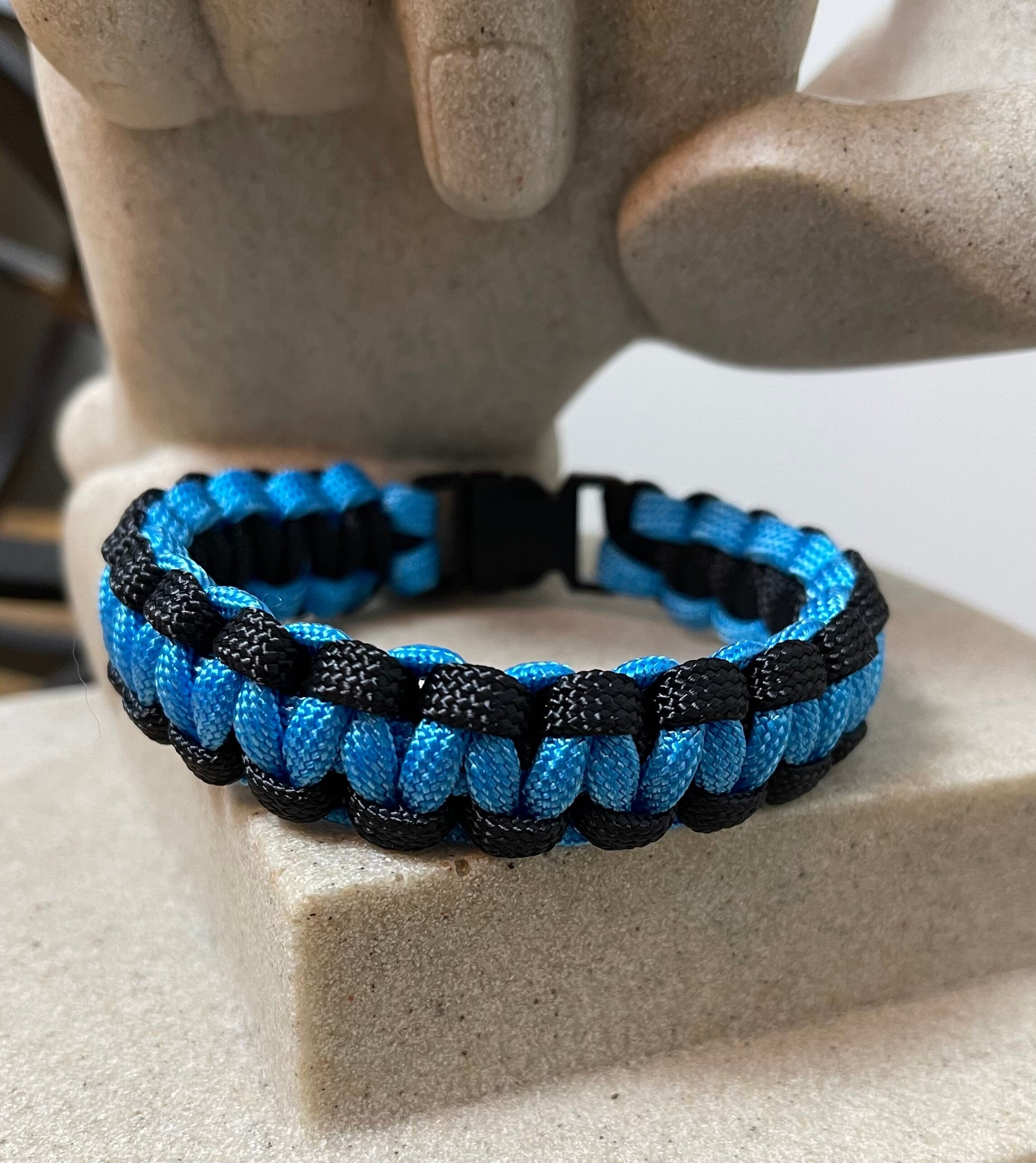 Cobra Style - Paracord Bracelet - Ocean Blue - Black Color - Made to Order – Plastic - Metal Buckle - Show Your Team Spirit