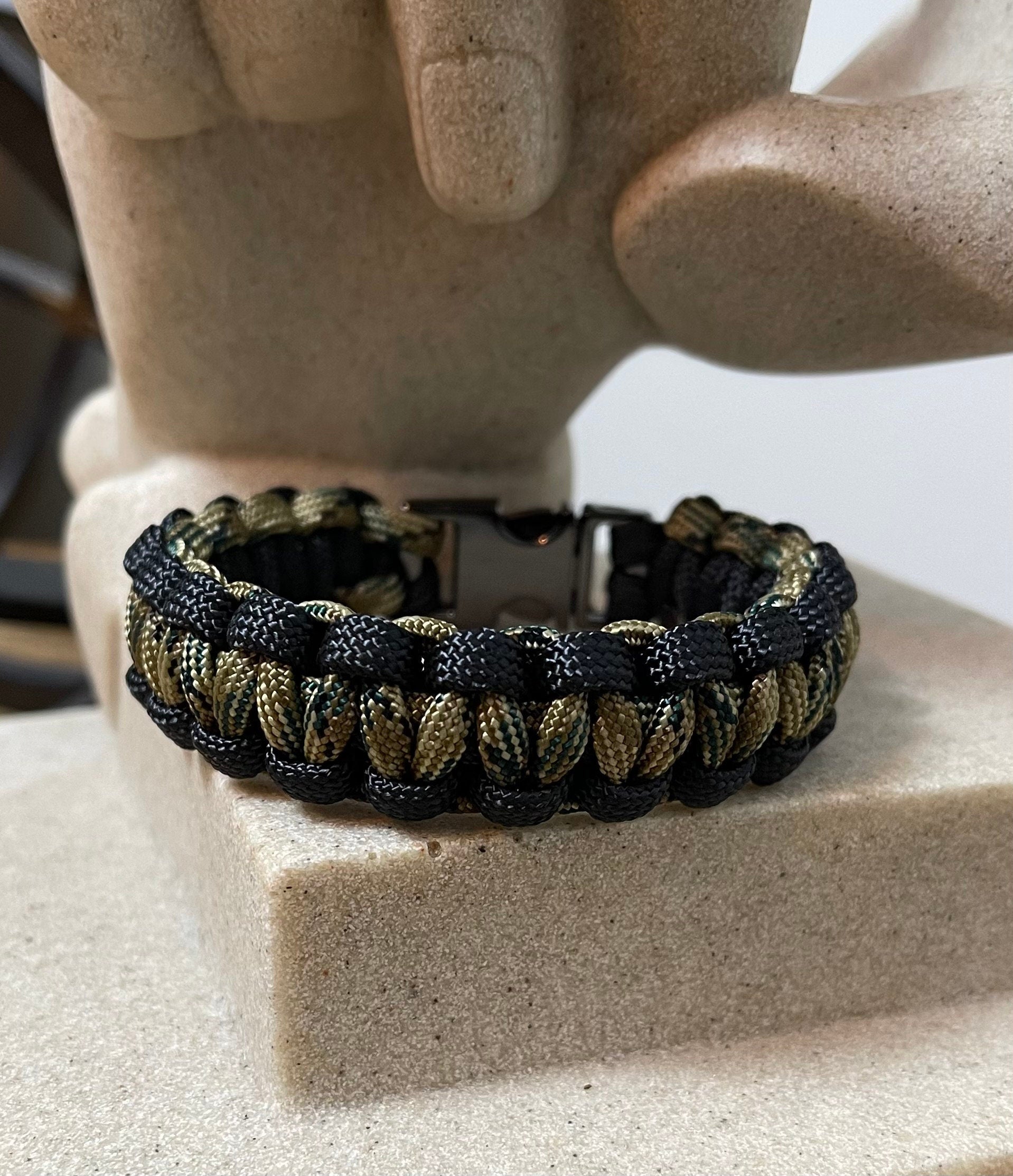 Cobra Style - Paracord Bracelet - Ground Camouflage - Black Color - Made to Order – Plastic - Metal Buckle – Show Your Team Spirit