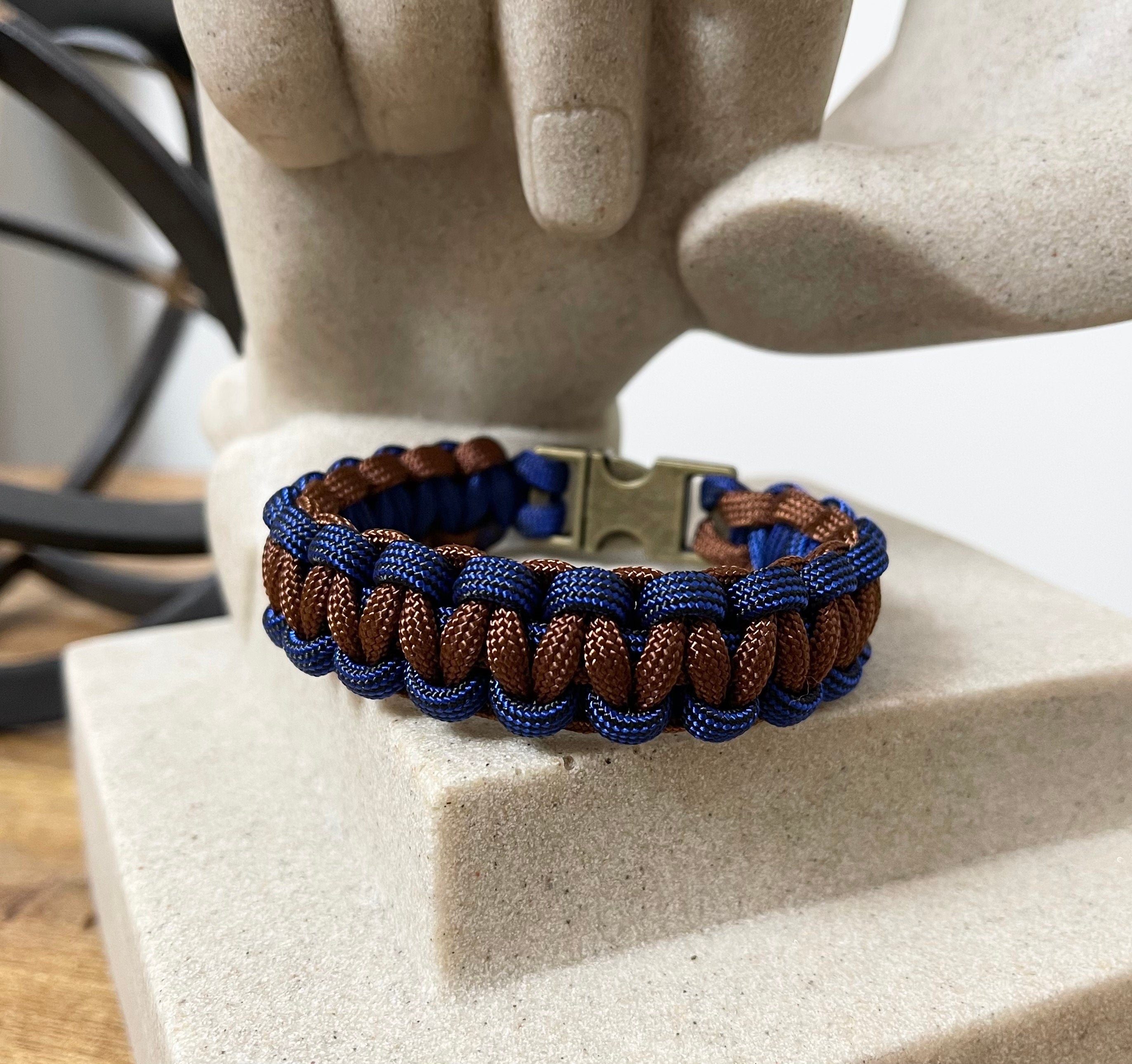 Cobra Style - Paracord Bracelet - Brown - Navy Blue Color - Made to Order – Plastic - Metal Buckle – Show Your Team Spirit