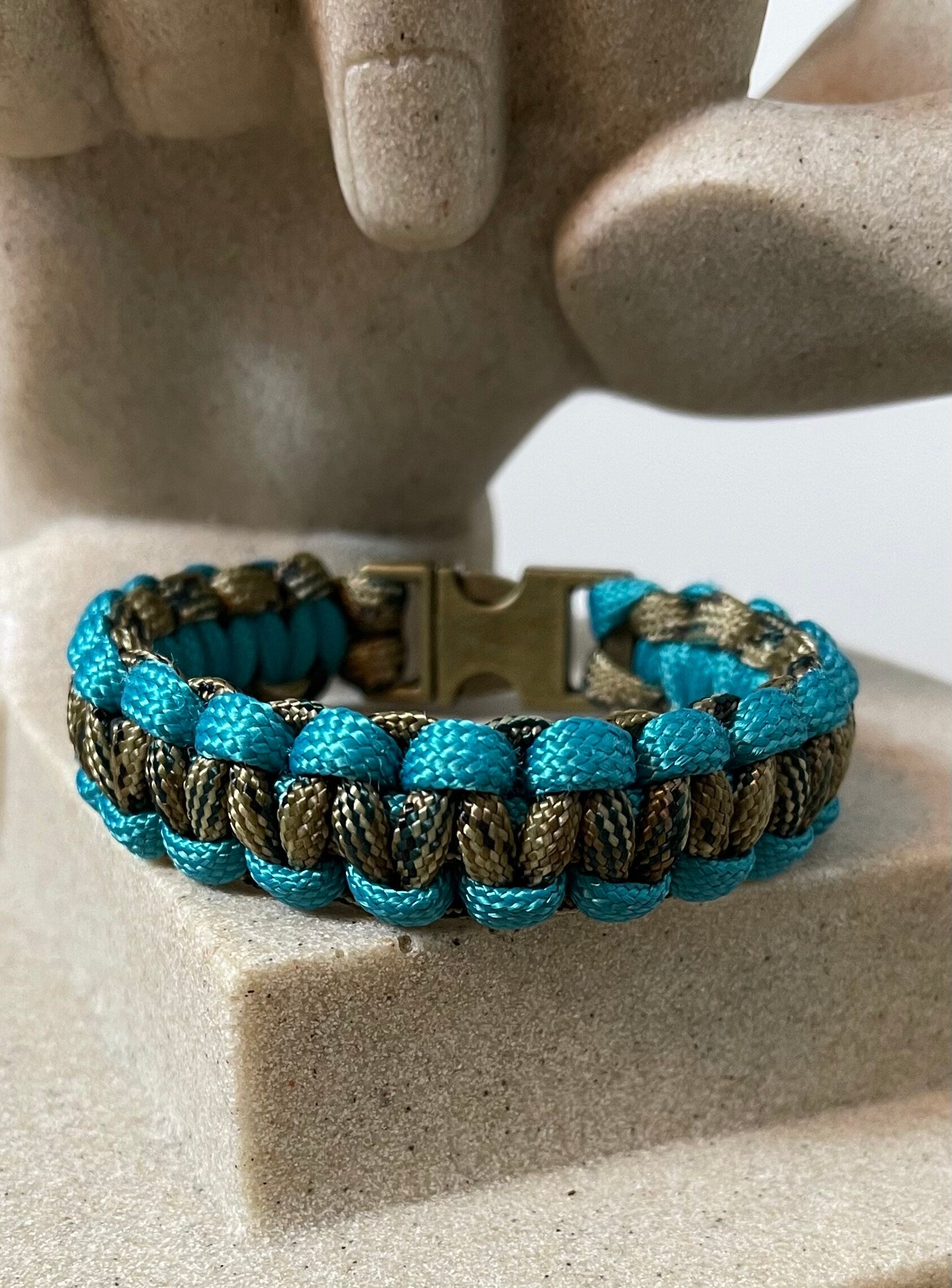 Cobra Style - Paracord Bracelet - Ground Camouflage - Teal Color - Made to Order – Plastic - Metal Buckle - Show Your Team Spirit