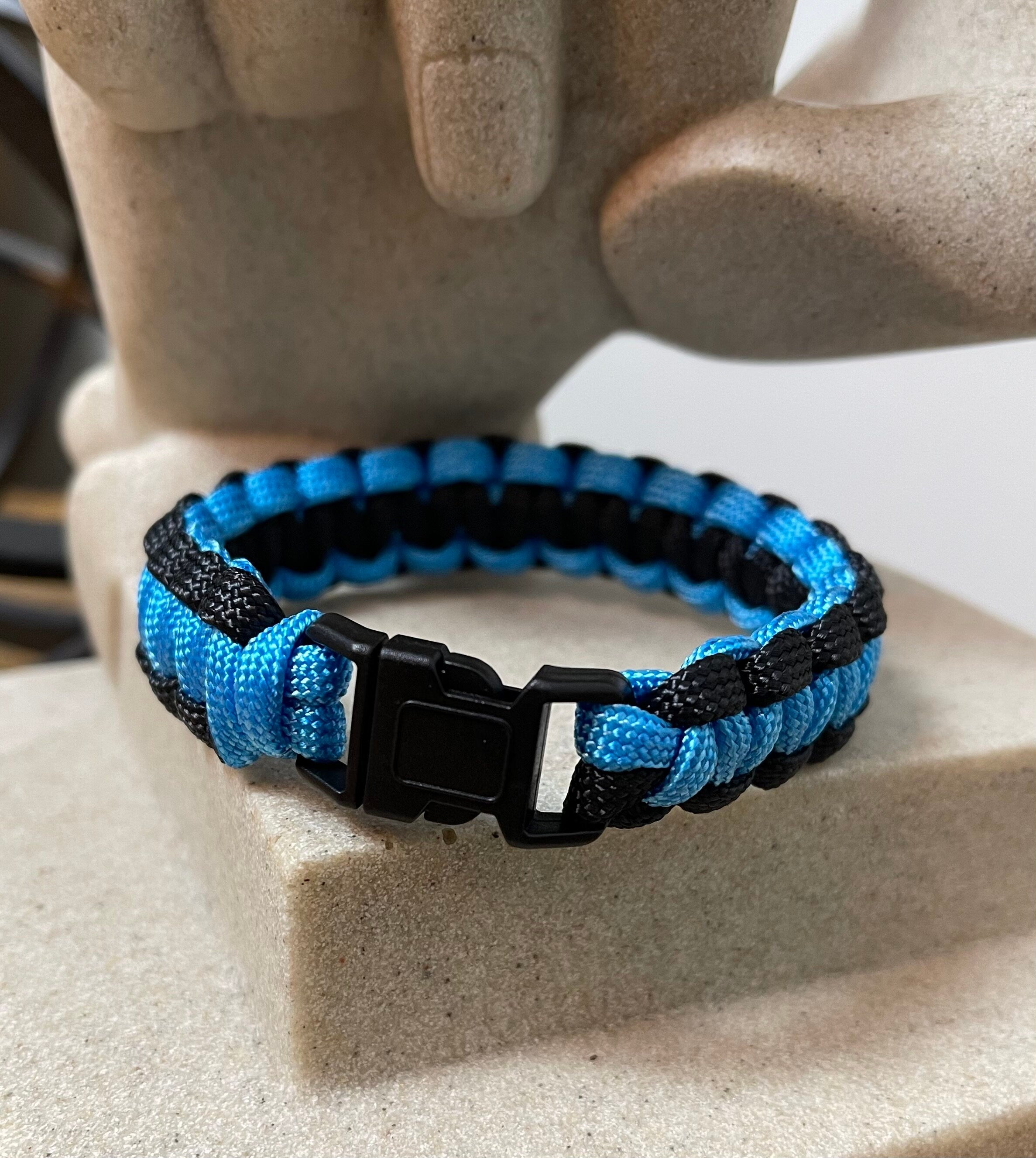 Cobra Style - Paracord Bracelet - Ocean Blue - Black Color - Made to Order – Plastic - Metal Buckle - Show Your Team Spirit