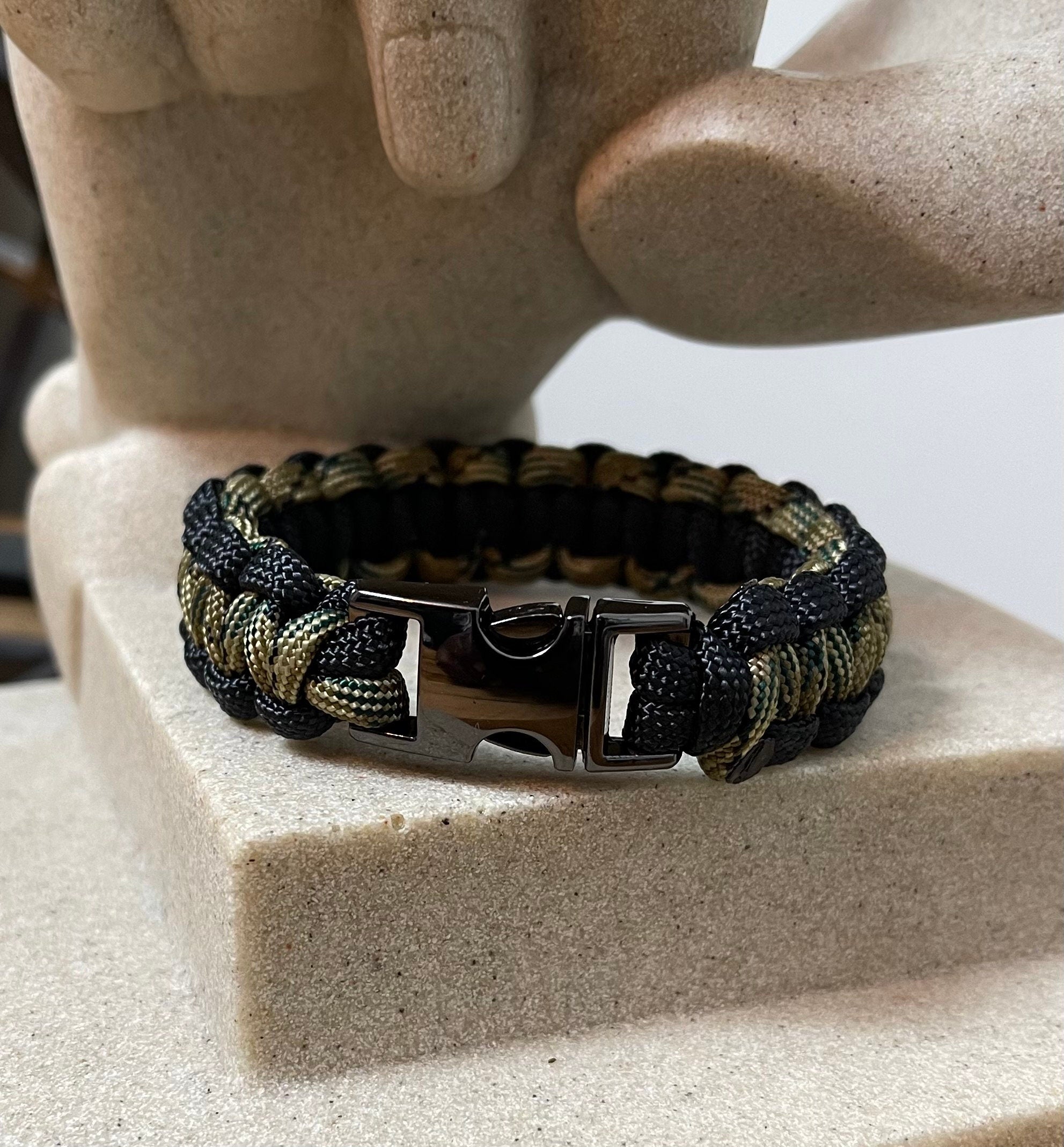 Cobra Style - Paracord Bracelet - Ground Camouflage - Black Color - Made to Order – Plastic - Metal Buckle – Show Your Team Spirit