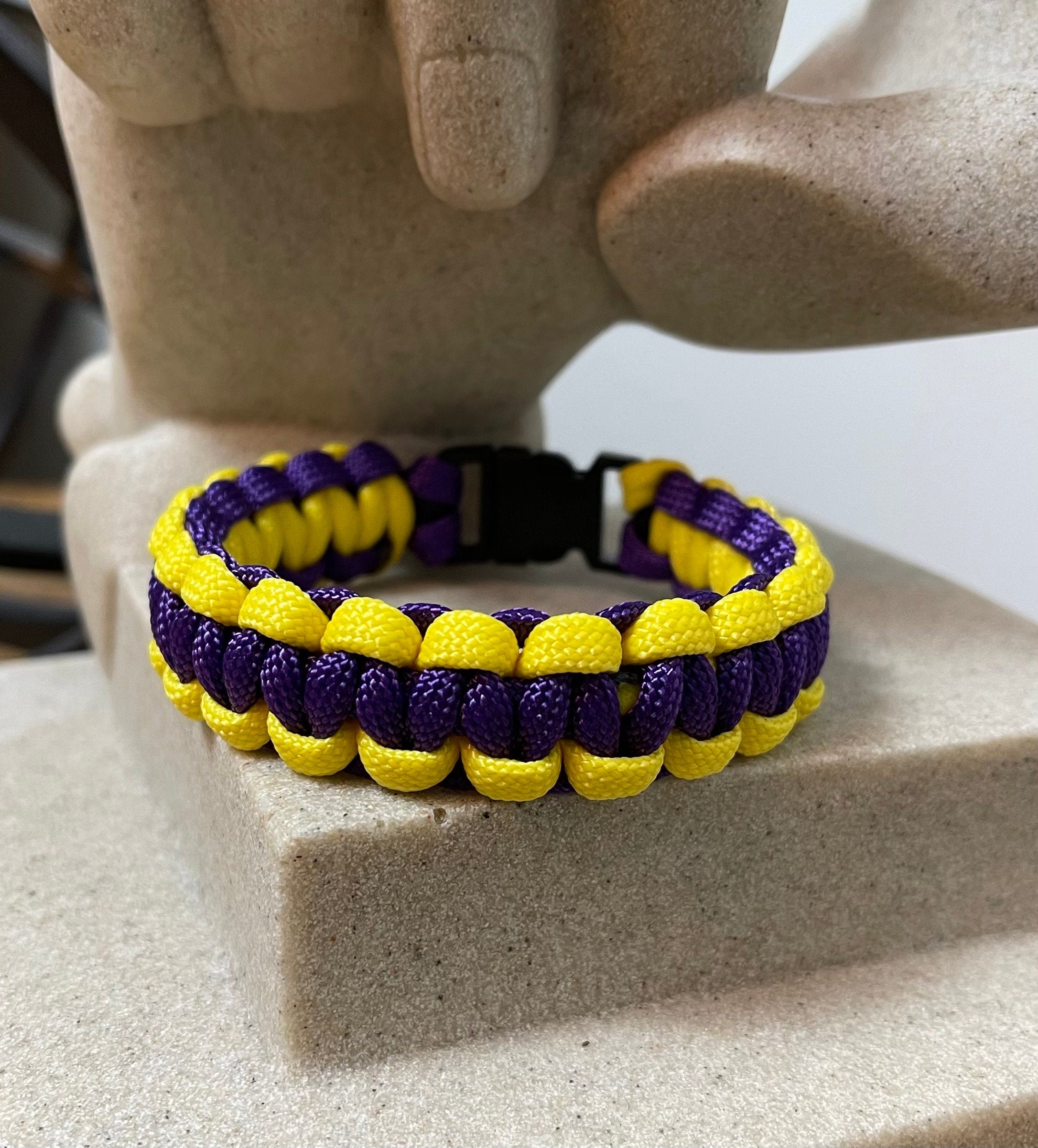 Cobra Style - Paracord Bracelet - Purple - Banana Yellow Color - Made to Order – Plastic - Metal Buckle - Show Your Team Spirit