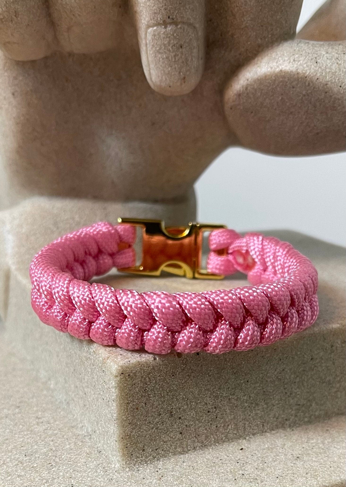 Fishtail Style - Paracord Bracelet - Rose Pink Color - Made to Order – Plastic - Metal Buckle – Show Your Team Spirit